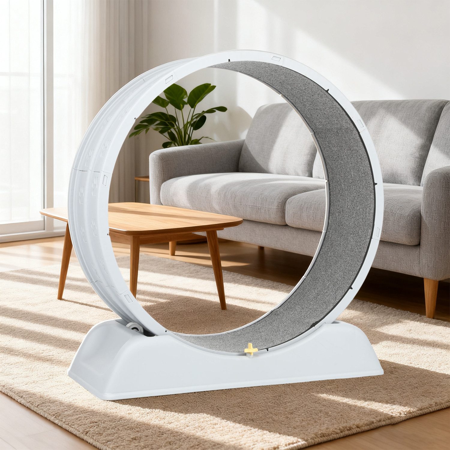 oyajia Tier-Aktivitätsspiel Tierlaufrad, Katzenlaufband, Laufband für Katzen, Zimmerläufer, PP-Kunststoff, Leise, Pfotenschutz, Feststellbar, 80cm Innendurchmesser