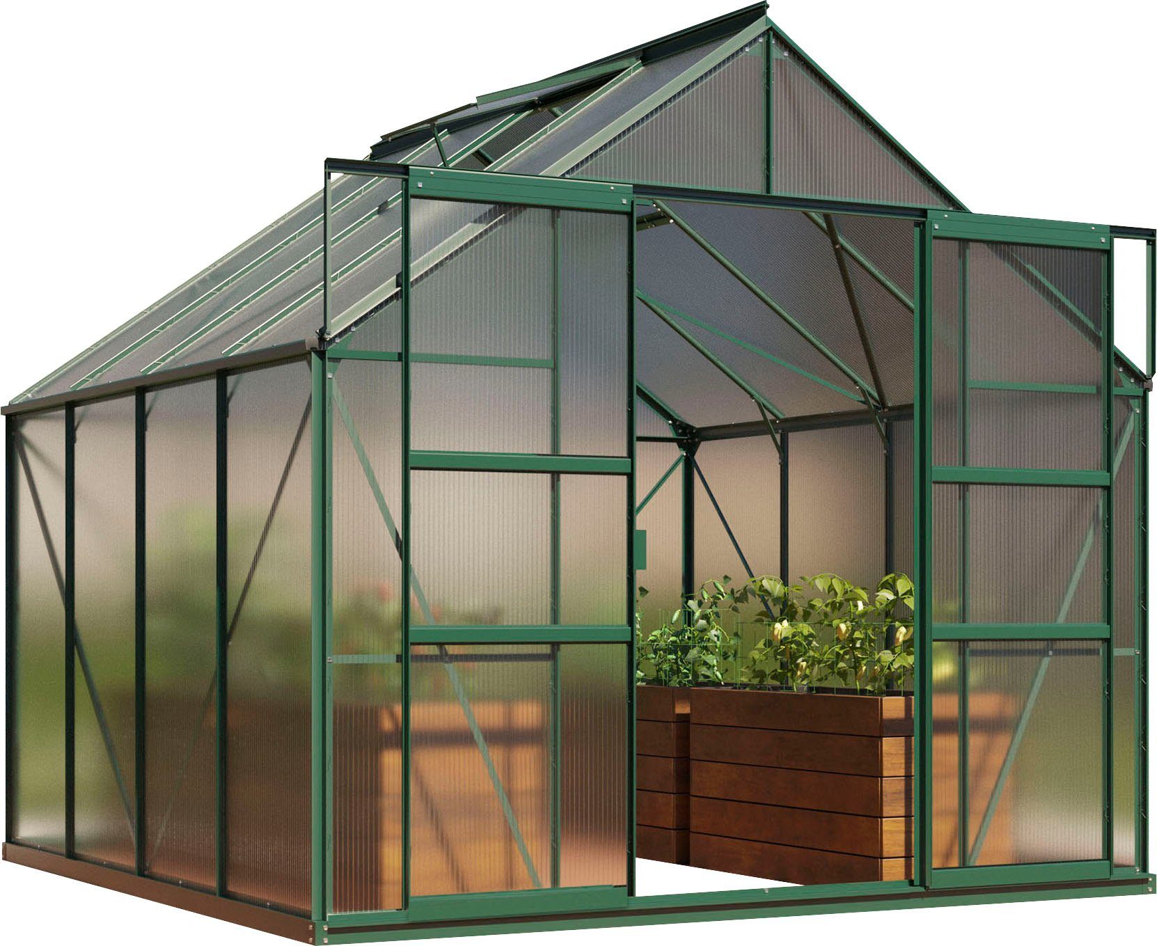 Vitavia Gewächshaus Mars 6700, BxTxH: 257 x 258 x 231,8 cm, 4 mm Wandstärke, Alu-Profile, 4 mm Hohlkammerplatten