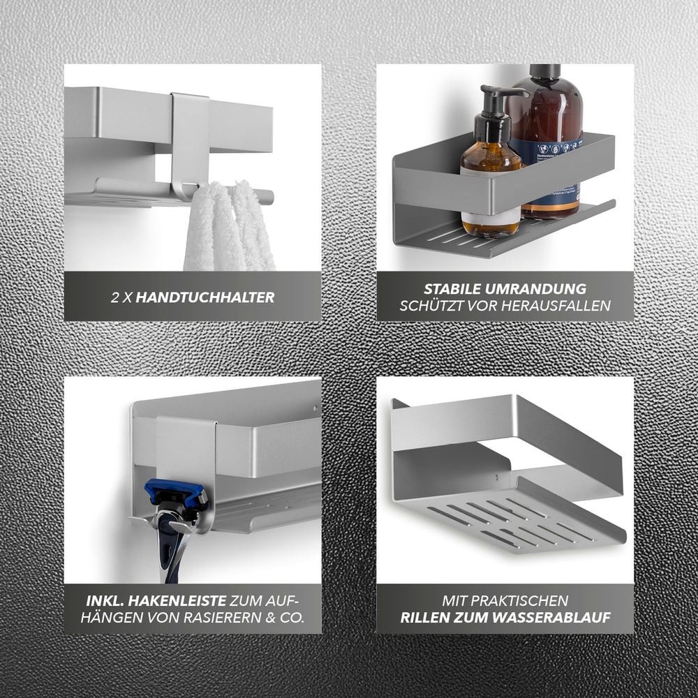 Benkstein Duschablage Dusch-Organizer zum Kleben oder Bohren, 1-tlg., für S günstig online kaufen