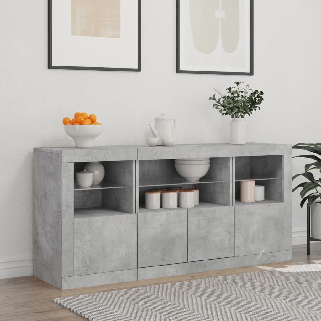 vidaXL Sideboard Sideboard mit LED-Leuchten Betongrau günstig online kaufen