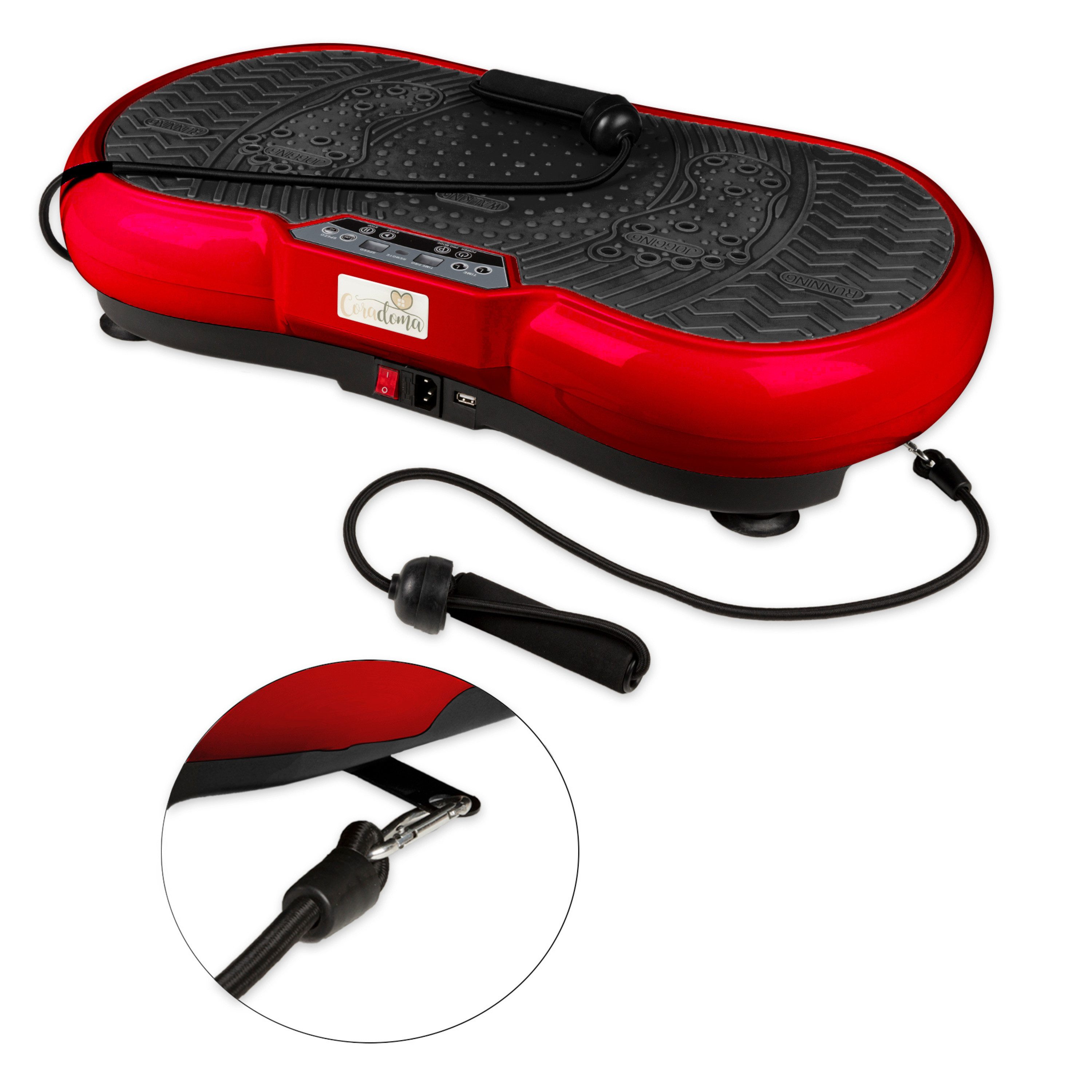 Coradoma Vibrationsplatte Vibrationsboard Fitness zum Abnehmen Rüttelplatte Vibrationsgerät, 300,00 W, (mit Trainingsbänder), Oszillation mit Power Dehnbändern und Bluetooth
