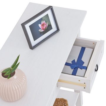 CARO-Möbel Konsolentisch RURAL, Beistelltisch Flurtisch mit 2 Schubladen, Breite 88 cm, weiß