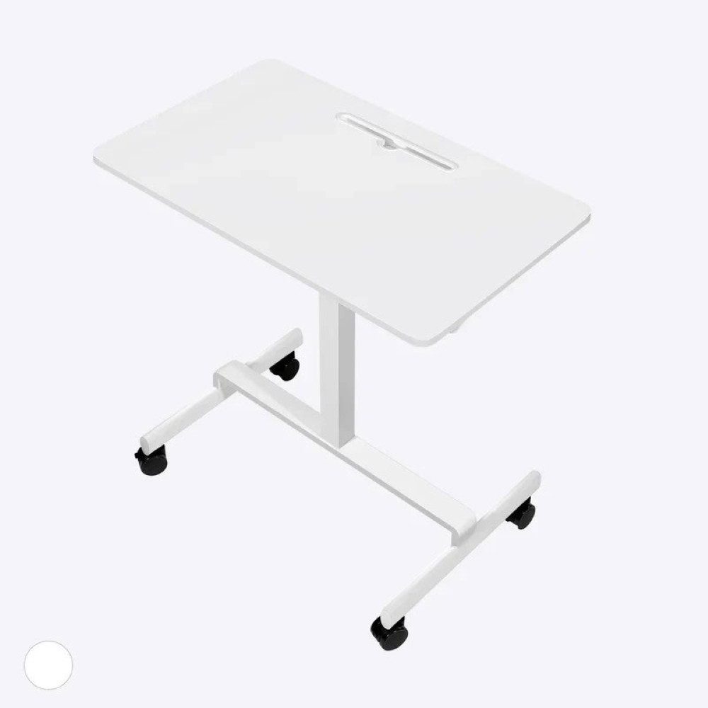 SUPERUN Schreibtisch höhenverstellbarer mobiler Stehschreibtisch mit Gasfeder (1-St), mit 360°‑Lenkrollen & stabiler Metallbasis für Homeoffice & Laufband