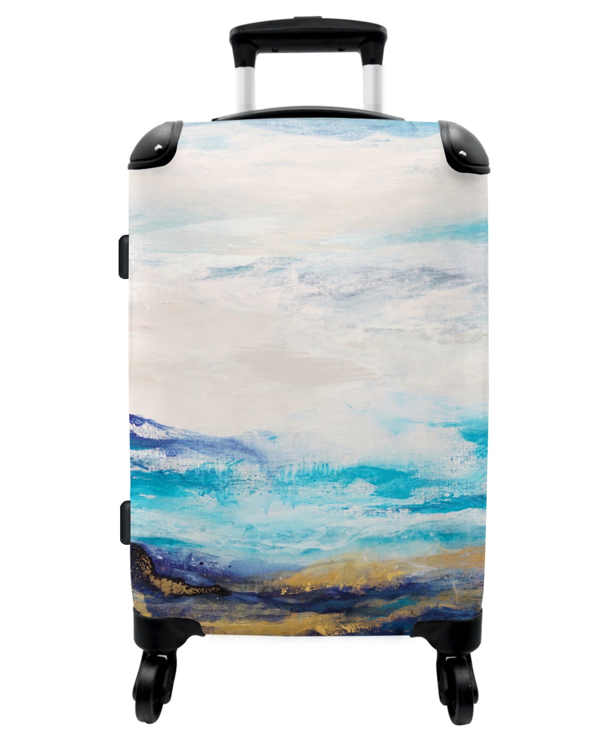 Rollen Rollen, Aufgabegepäck Malerei NoBoringSuitcases.com© Abstrakt - 67x43x25cm 4 Koffer - - Trolley 4 Blau Große Rollkoffer Reisekoffer - mit Farbe,