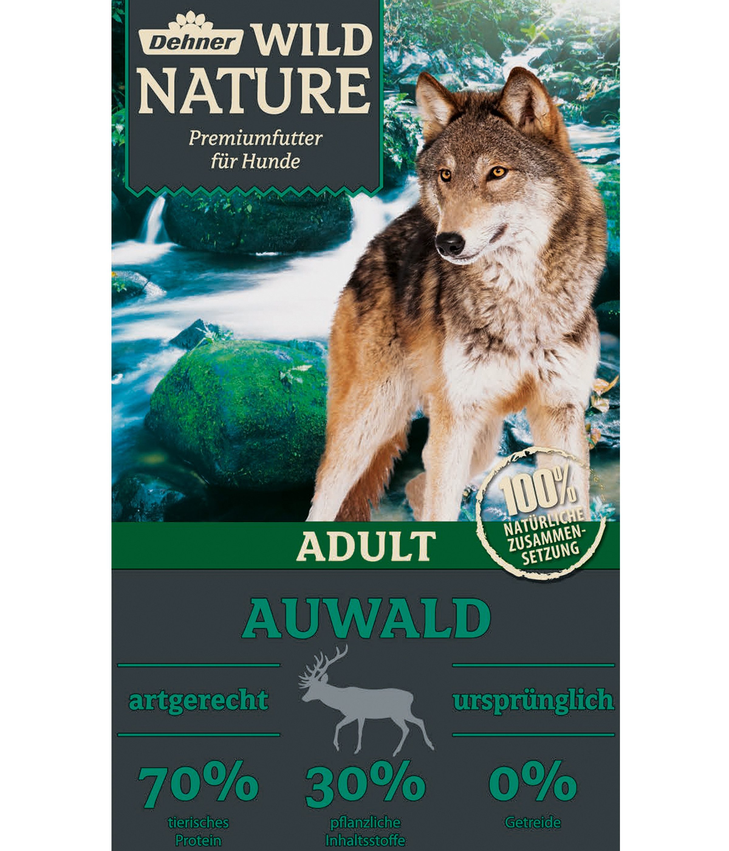 Dehner Wild Nature Auwald Adult Wild, 4 kg / 12 kg, getreidefrei / zuckerfrei Wild, Trockenfutter für: Hunde, Trockenfutter für ausgewachsene Hunde