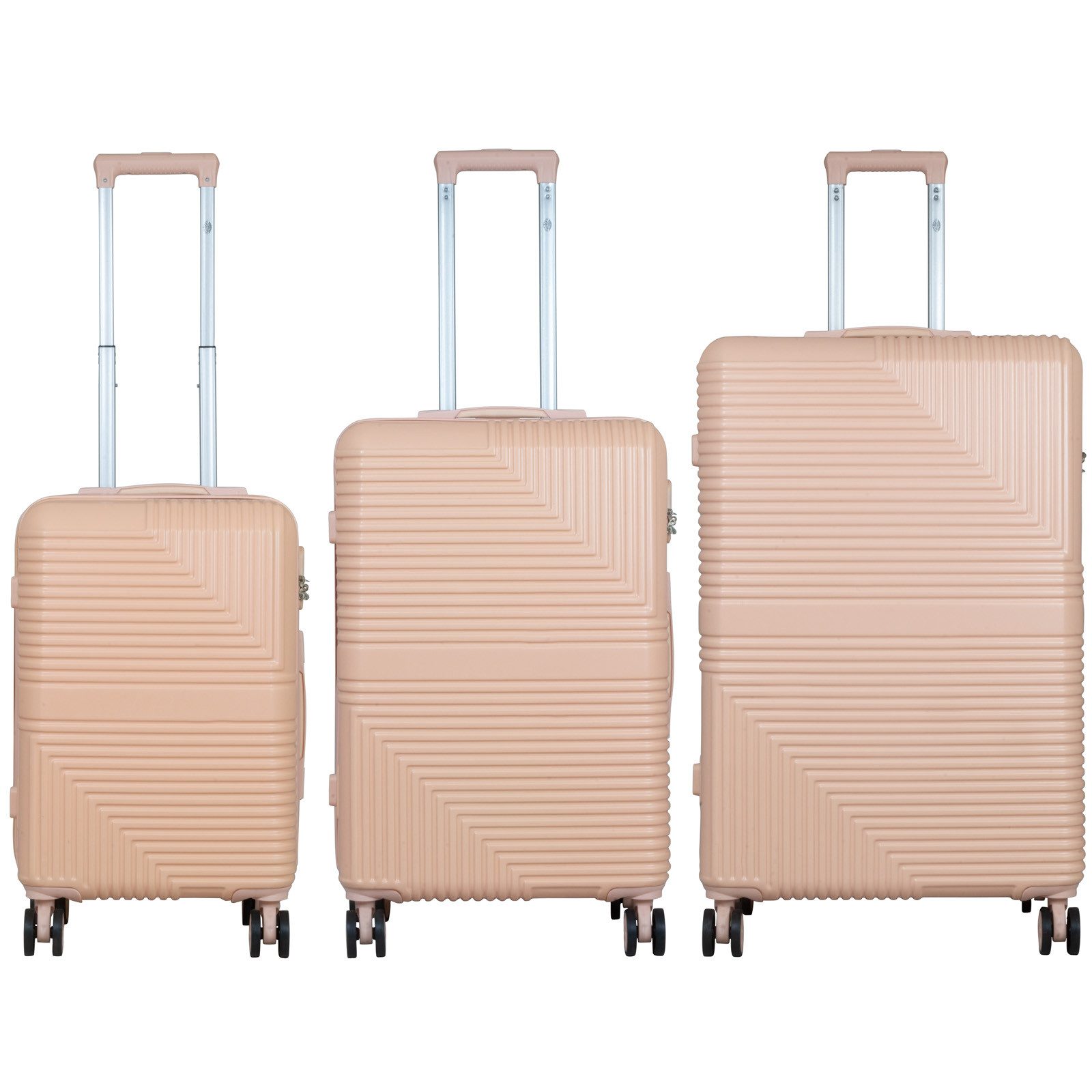 Trendyshop365 Trolleyset Hartschalen-Kofferset 3tlg Barcelona mit Doppelrollen, (Hartschale, Trolleyset), ABS, robust und kratzunempfindlich
