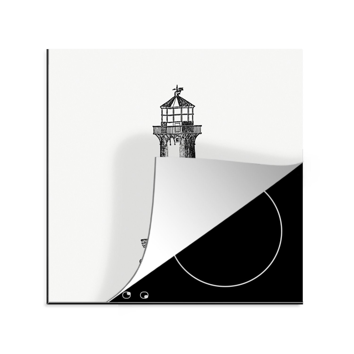 cm, Leuchtturm Weiß, tlg), MuchoWow küche - - Herdblende-/Abdeckplatte Ceranfeldabdeckung, 78x78 (1 Arbeitsplatte für Vintage Vinyl,