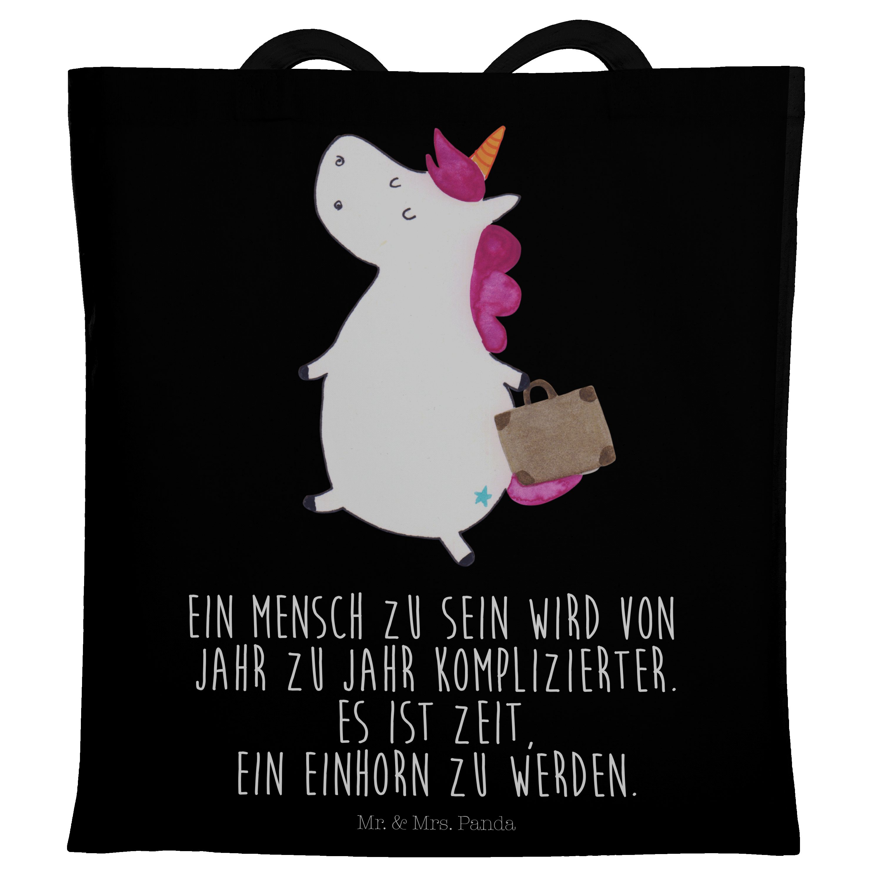 Mr. Tragetasche Schwarz Pegasus, Koffer & Mrs. - Einka Kind, Jutebeutel, Einhorn - (1-tlg) Geschenk, Panda
