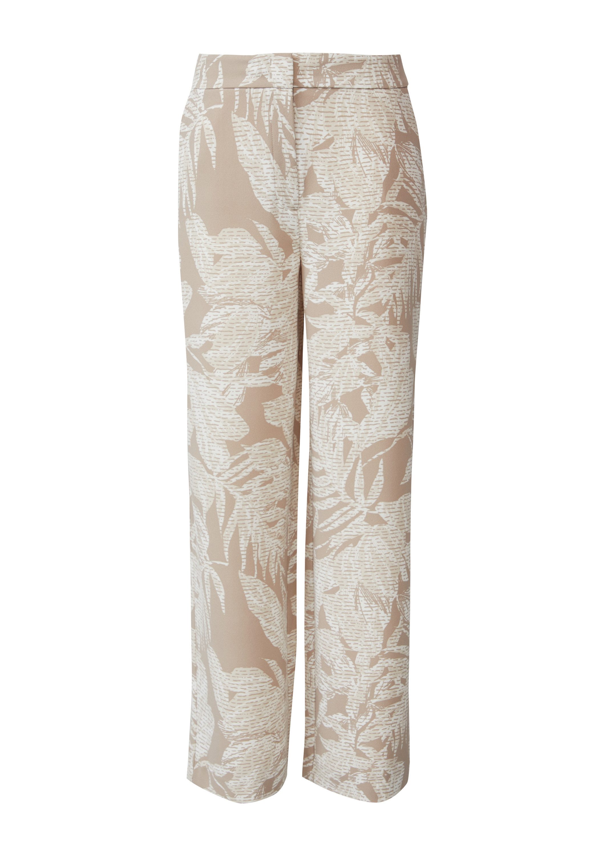 comma Chinos Hose Marlenehose aus Crêpe mit All-over-Print günstig online kaufen