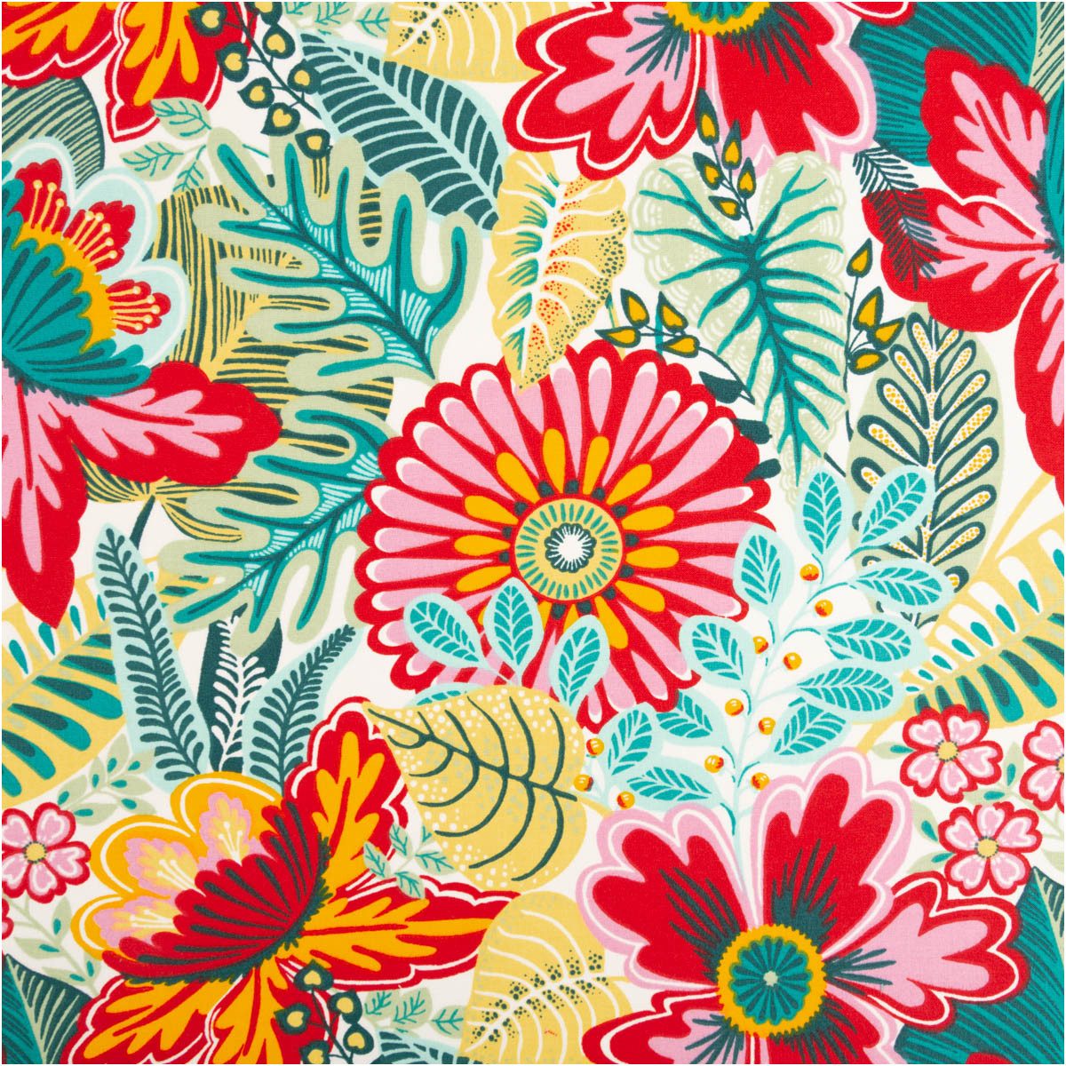 SCHÖNER LEBEN. Stoff Baumwollstoff Meterware Cretonne Kiribati Blumen bunt 160cm, überbreit,allergikergeeignet,atmungsaktiv