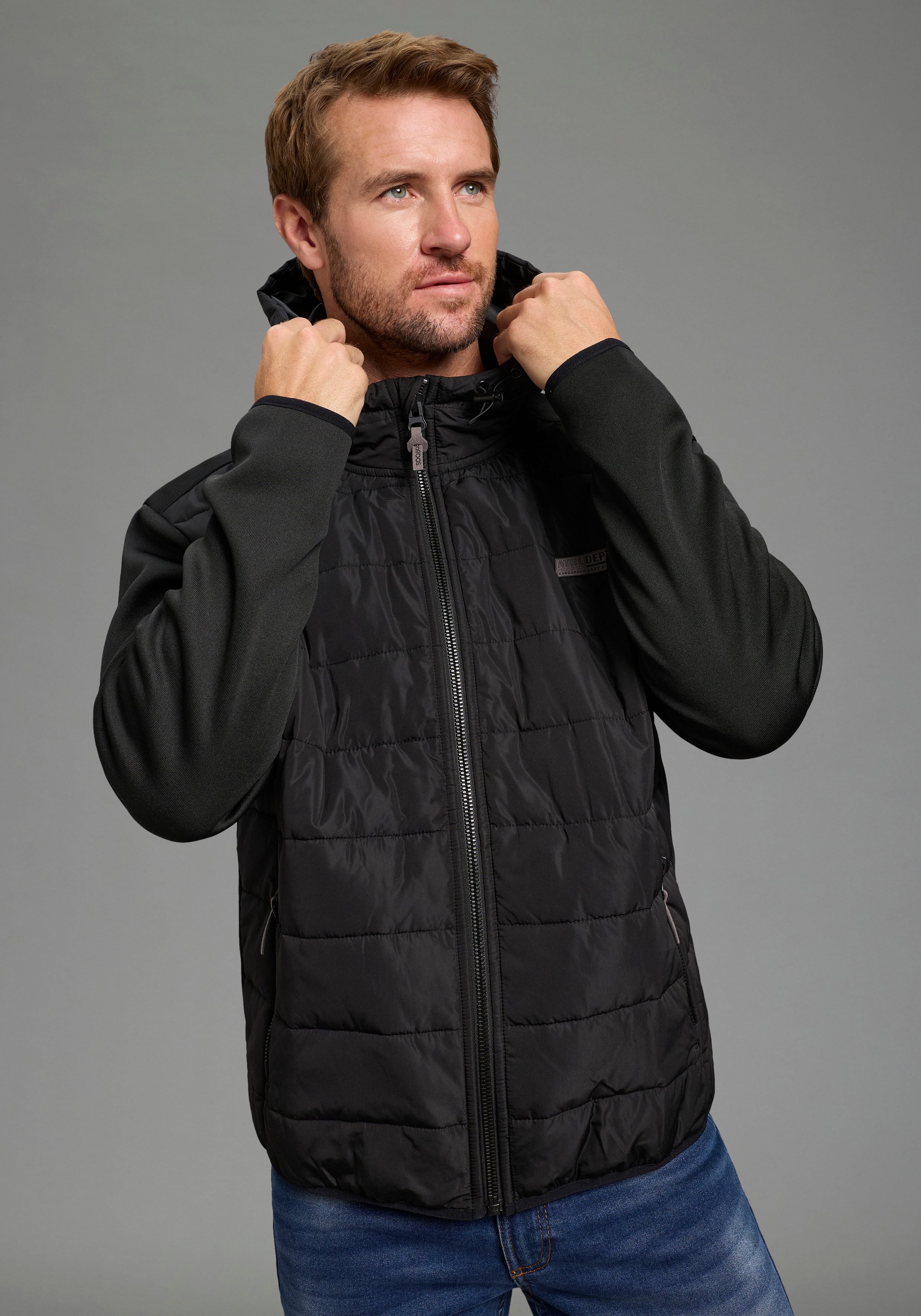 KangaROOS Hybridjacke mit Kapuze und Kordelzügen, mit Fleece-Innenfutter, Übergangsjacke. € 99,99, (€ 99,99 pro 1 Stk).