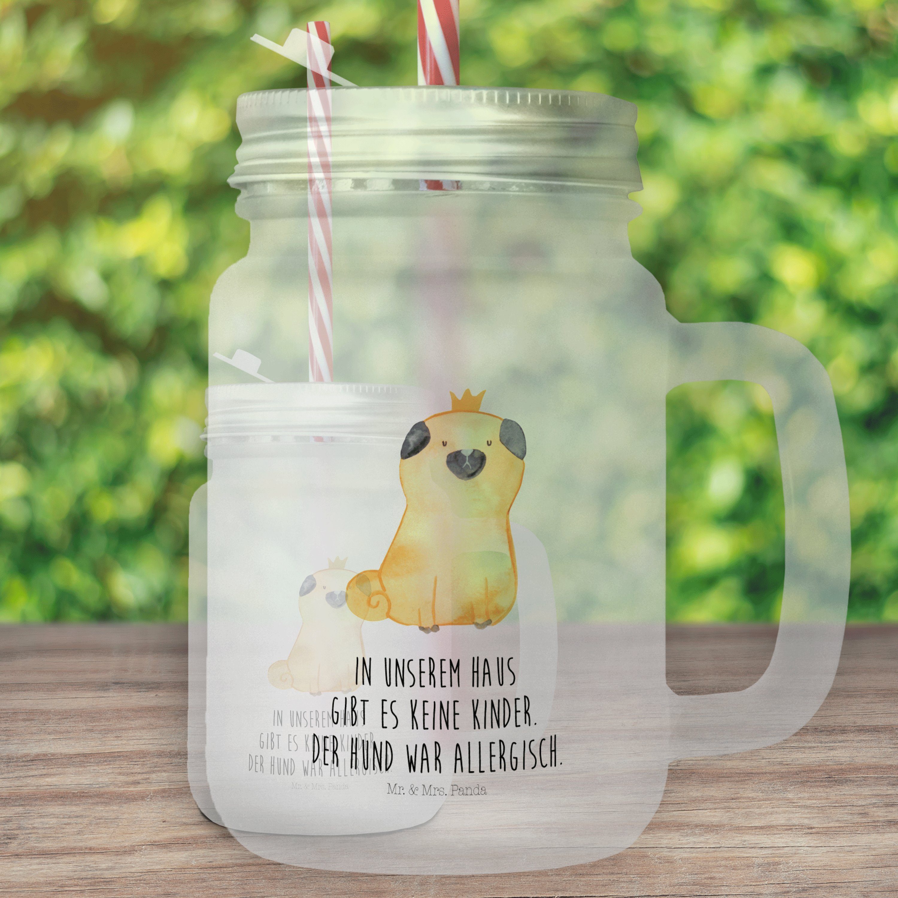 Mr. & Mrs. Panda Longdrinkglas »Mops Krone Transparent Geschenk