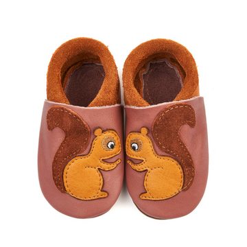 Orangenkinder® Eichhörnchen mit Sohle Kinder Hausschuh pflanzlich gegerbtes Leder, Made in Germany, Kindergartenschuh