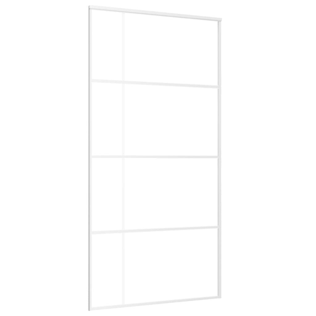 vidaXL Haustür Schiebetür ESG Glas und Aluminium 102,5x205 cm Weiß (1-St)