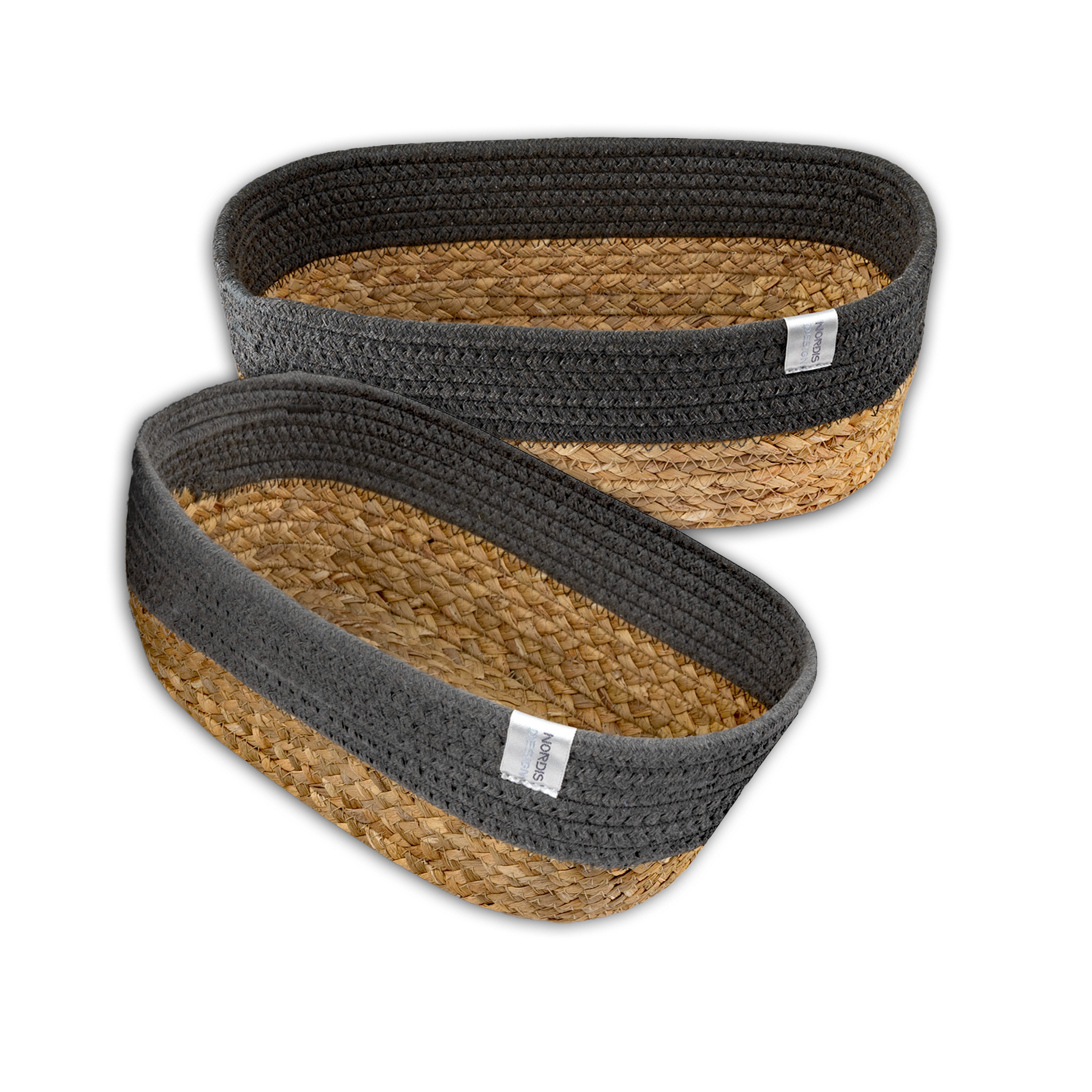 NORDIS DESIGN Хранилищаskorb Set "Alina" aus natürlicher Baumwolle und Wasserhyazinthe, (2er Set), Dekokorb geflochten für Bad, Babyzimmer und Schlafzimmer