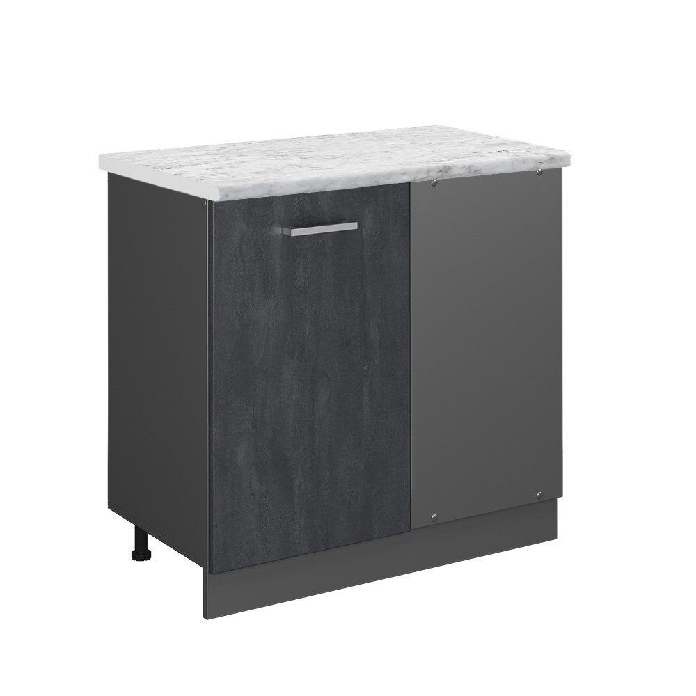 Vicco Eckunterschrank R-Line Küchen Eckschrank Schwarz Beton/Anthrazit 86 c günstig online kaufen