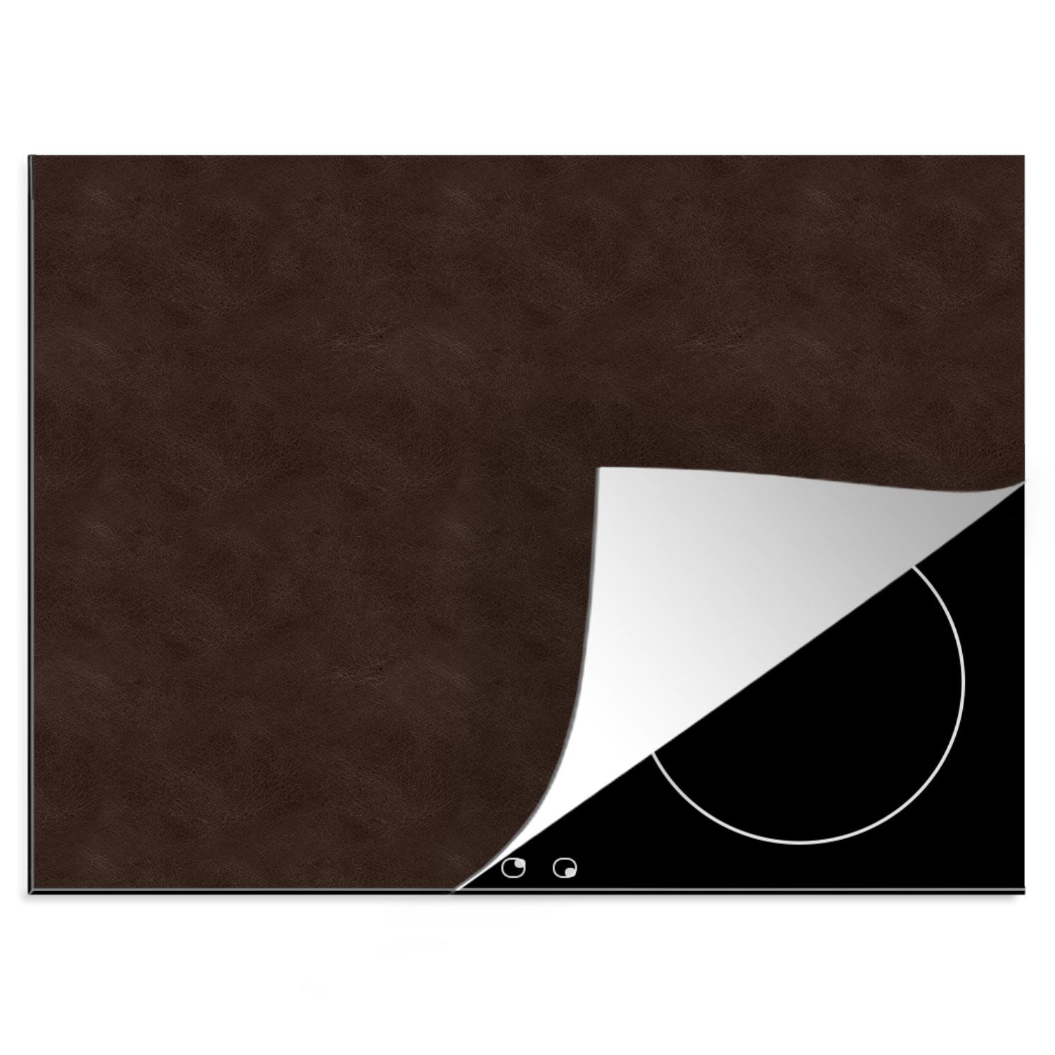 MuchoWow Herdblende-/Abdeckplatte Induktionsschutz - Leder - Braun - Tiere, Vinyl, (1 tlg), 60x52 cm, Mobile Arbeitsfläche nutzbar, Ceranfeldabdeckung