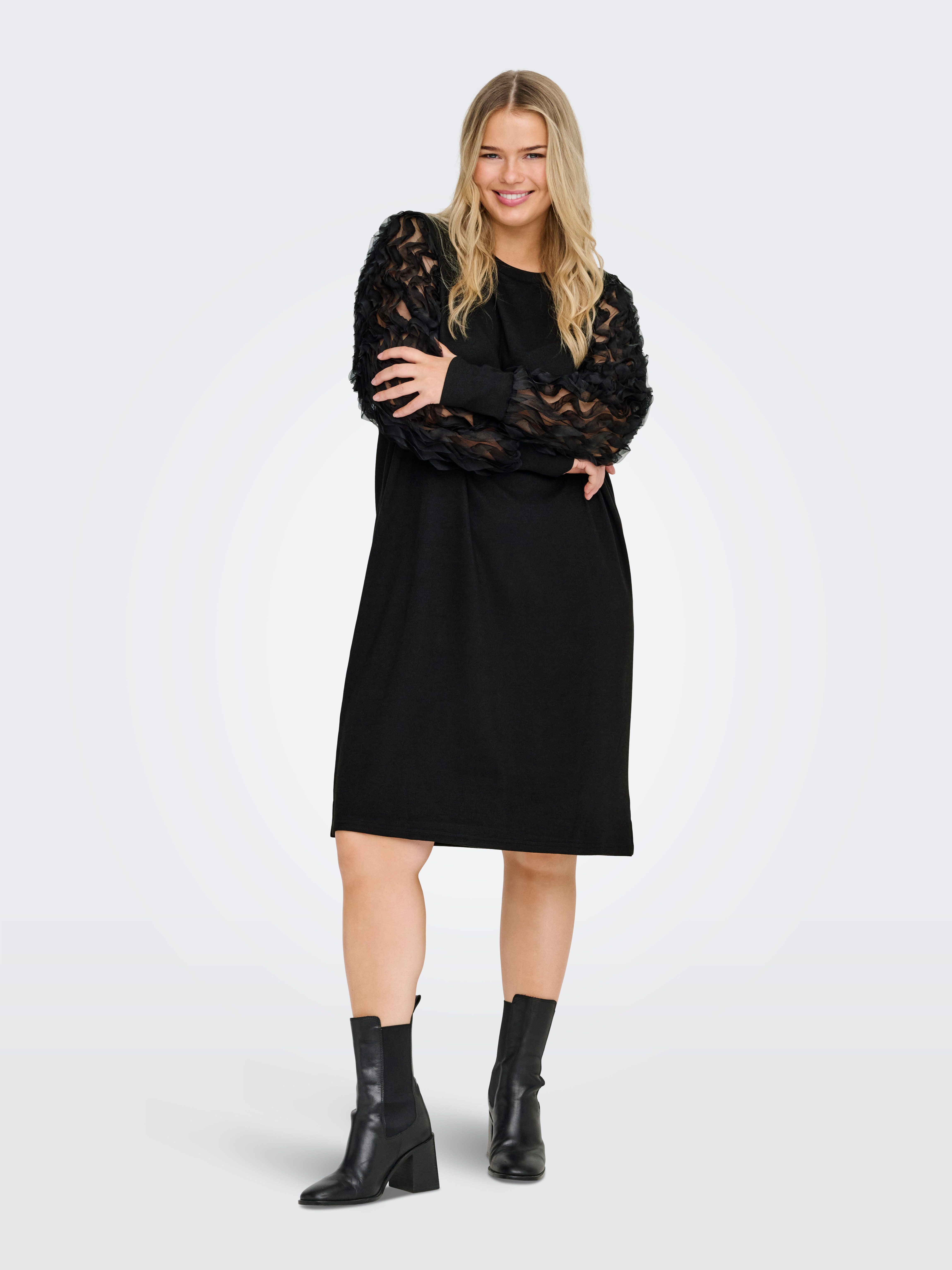 ONLY CARMAKOMA Minikleid CARAMIRA L/S O-NECK ABK DRESS JRS Partykleid