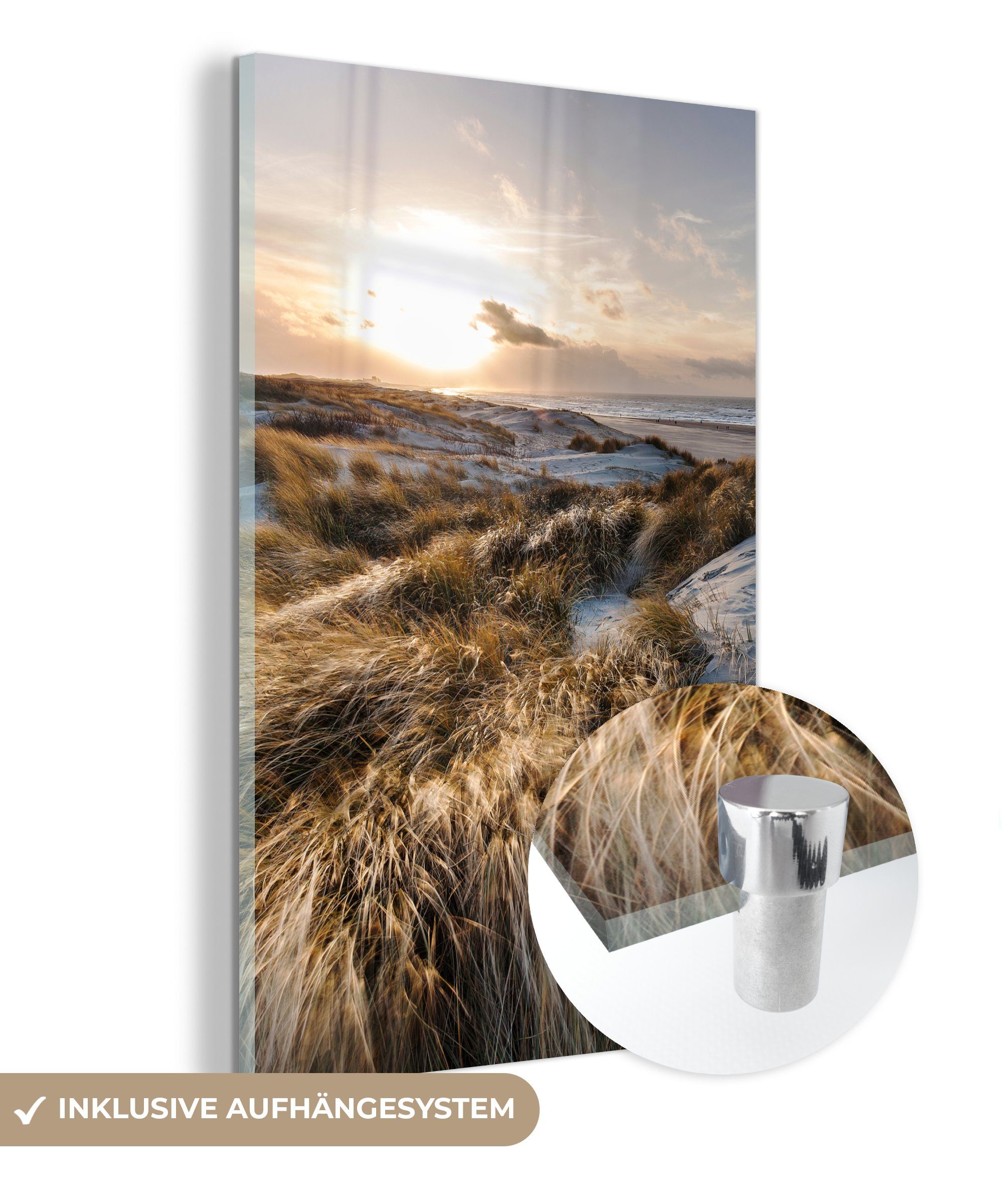 MuchoWow Acrylglasbild Strand - Meer - Scheveningen - Niederlande, (1 St), Glasbilder - Bilder auf Glas Wandbild - Foto auf Glas - Wanddekoration