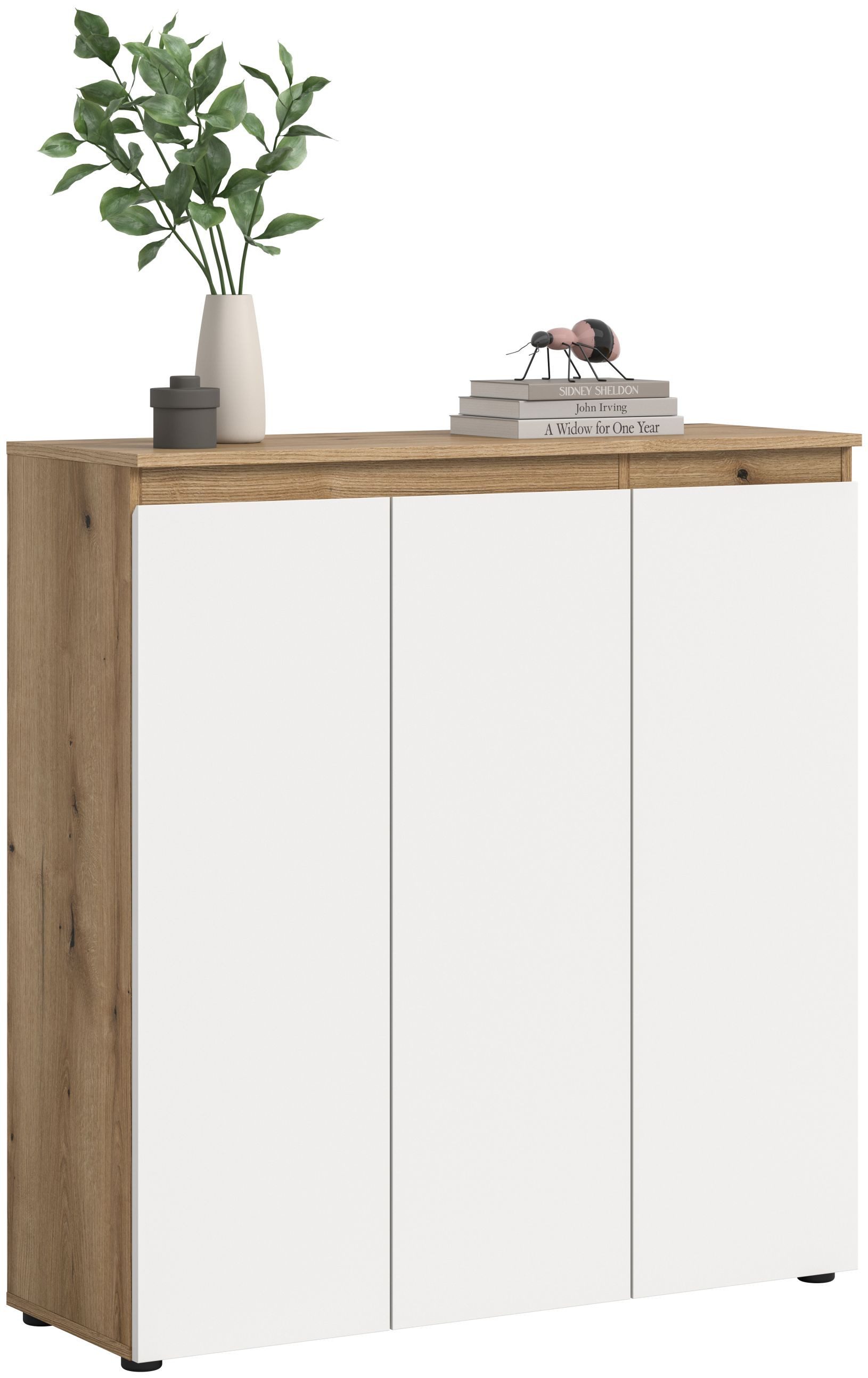 xonox.home Mehrzweckschrank in weiß/Evoke Oak Nachbildung B/H/T ca.: 105 x 111 x 37 cm