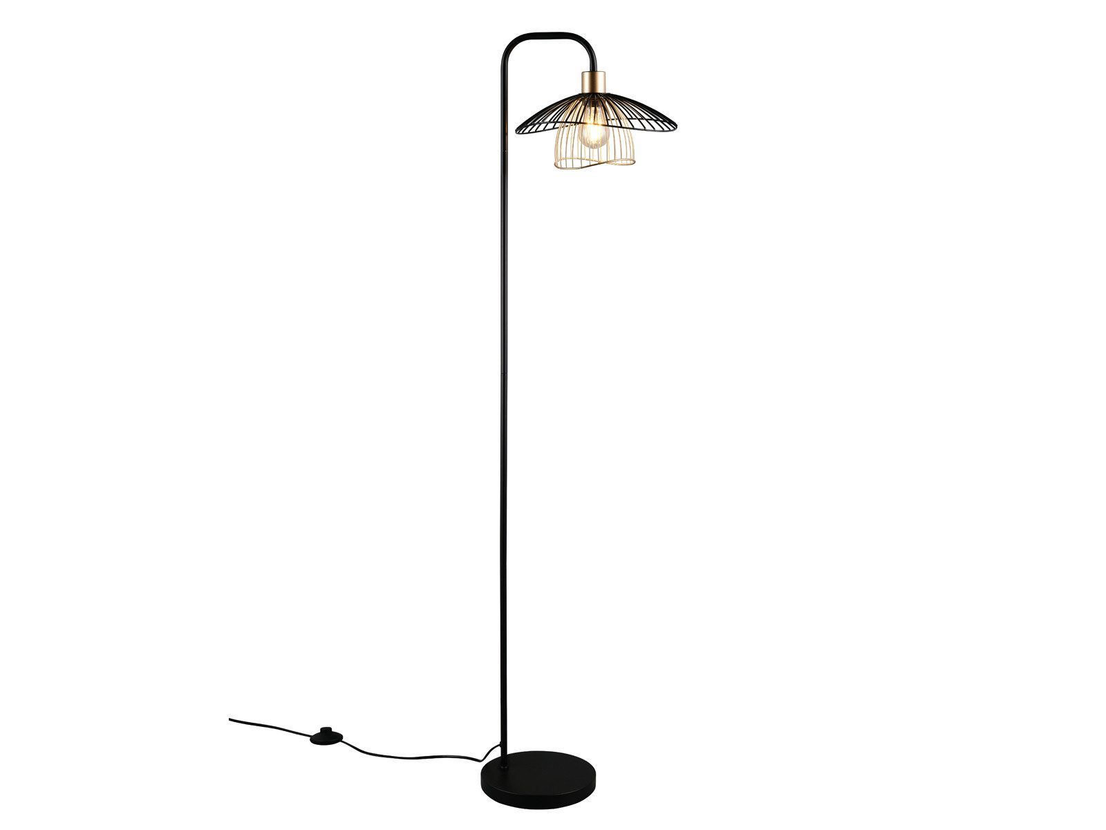 Reality Leuchten LED Stehlampe mit Gitter Lampenschirm Metall H: 155cm, Dimmfunktion, LED wechselbar, warmweiß, ausgefallen-e moderne Stehleuchte besondere Lampen Wohnzimmer stehend