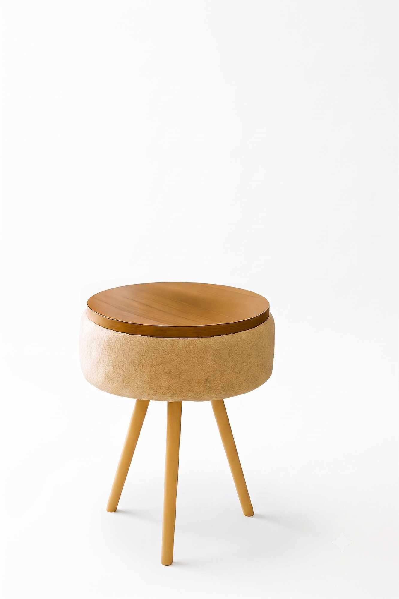 Skye Decor Beistelltisch Snug Japandi (1-St), Teddy-Optik mit Buchenholzbeinen