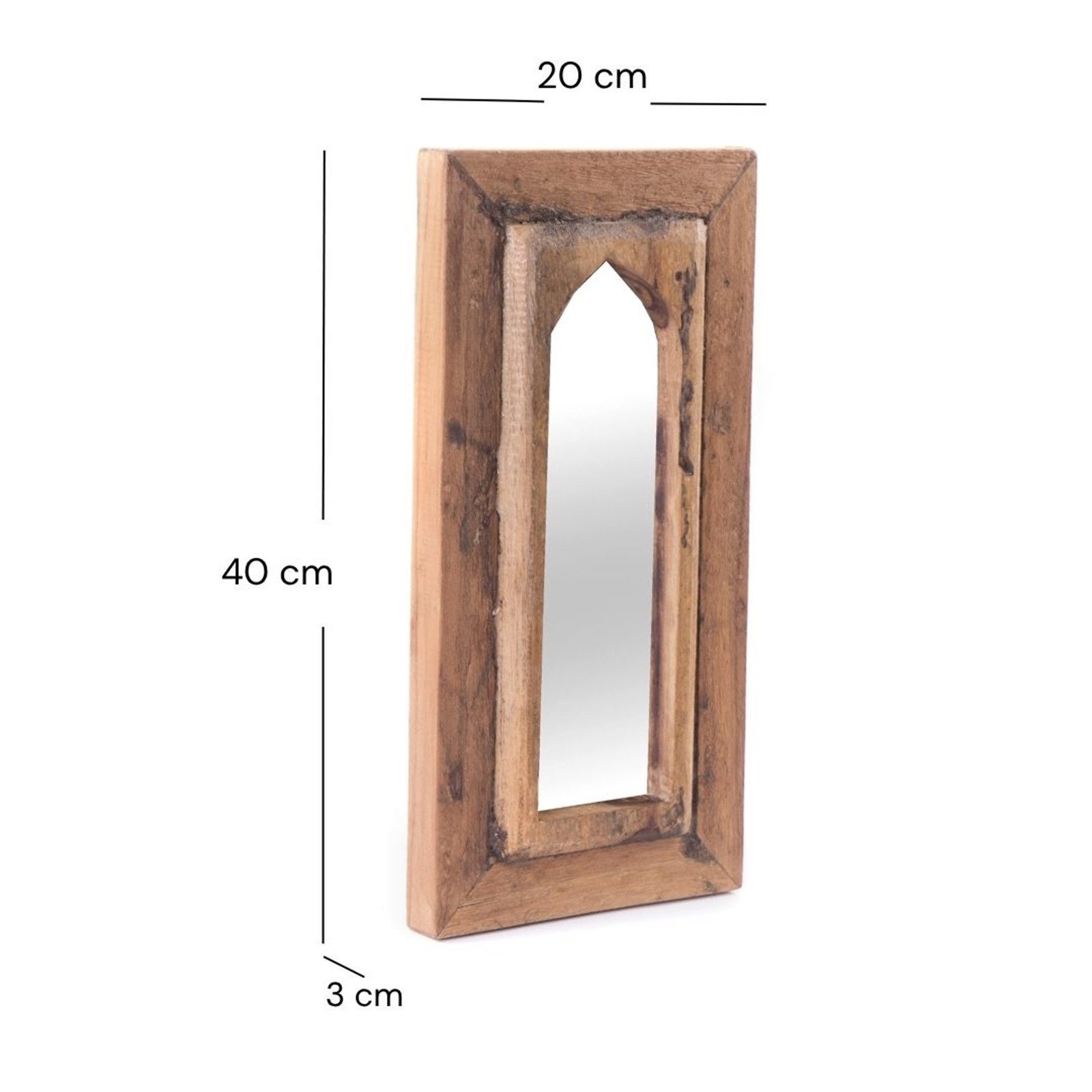 DESIGN DELIGHTS Wandspiegel ORIENT WANDSPIEGEL "YARA", Altholz massiv Holz, 40 cm, Holzspiegel