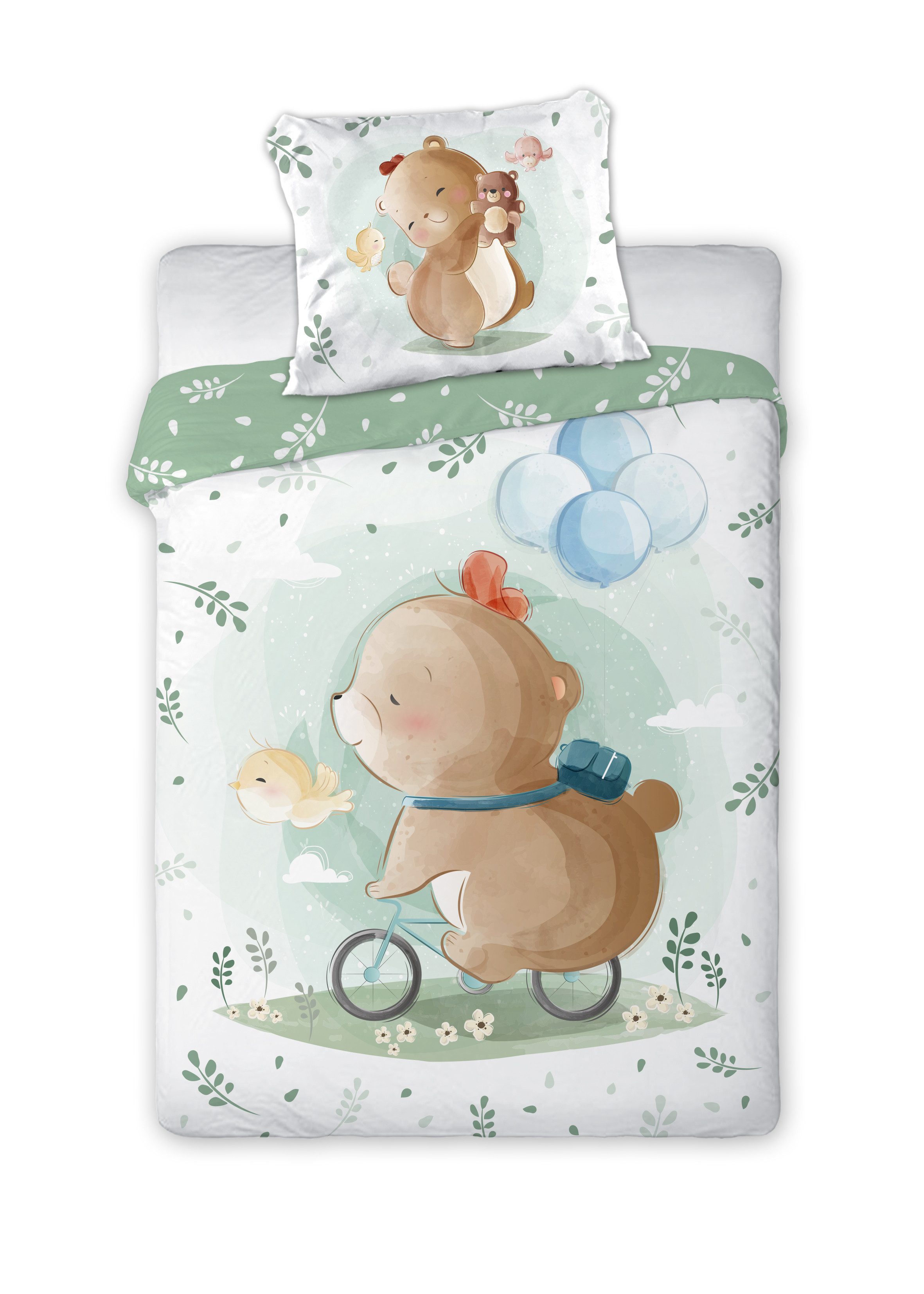 FARO pln Babybettwäsche Wendebettwäsche Set 2tlg. Tiermotive 100% Baumwolle 100x135 + 40x60 cm, Baumwolle, 2 teilig