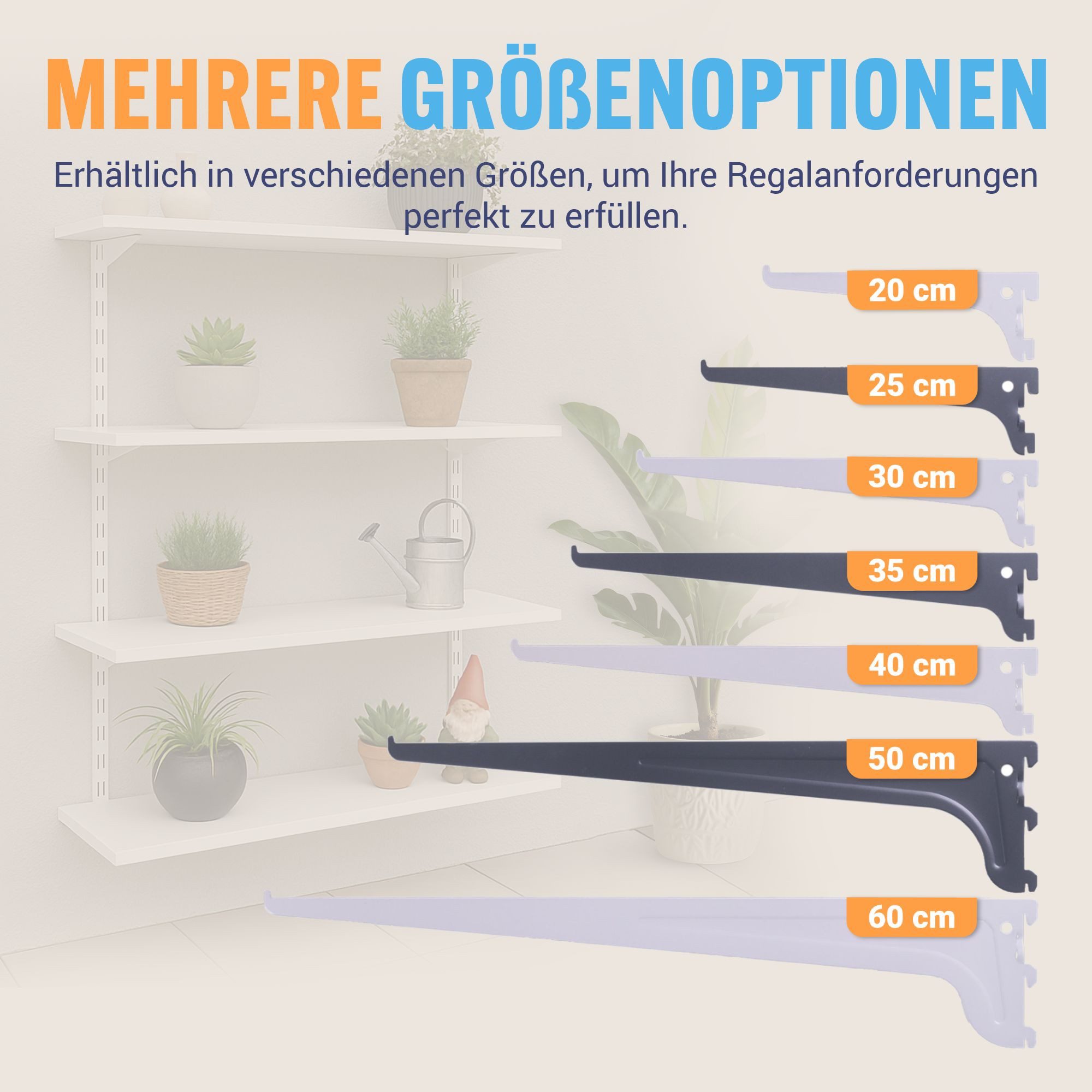 BOOMET Wandregalhalter Regalträger 1-reihig für Wandschienen, 0,2 2-tlg., Regalsystem Weiß 35cm Wandregalhalter Regalwinkel