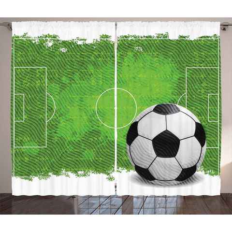 Gardine Schlafzimmer Kräuselband Vorhang mit Schlaufen und Haken, Abakuhaus, Fußball Grunge Fußball-Entwurf