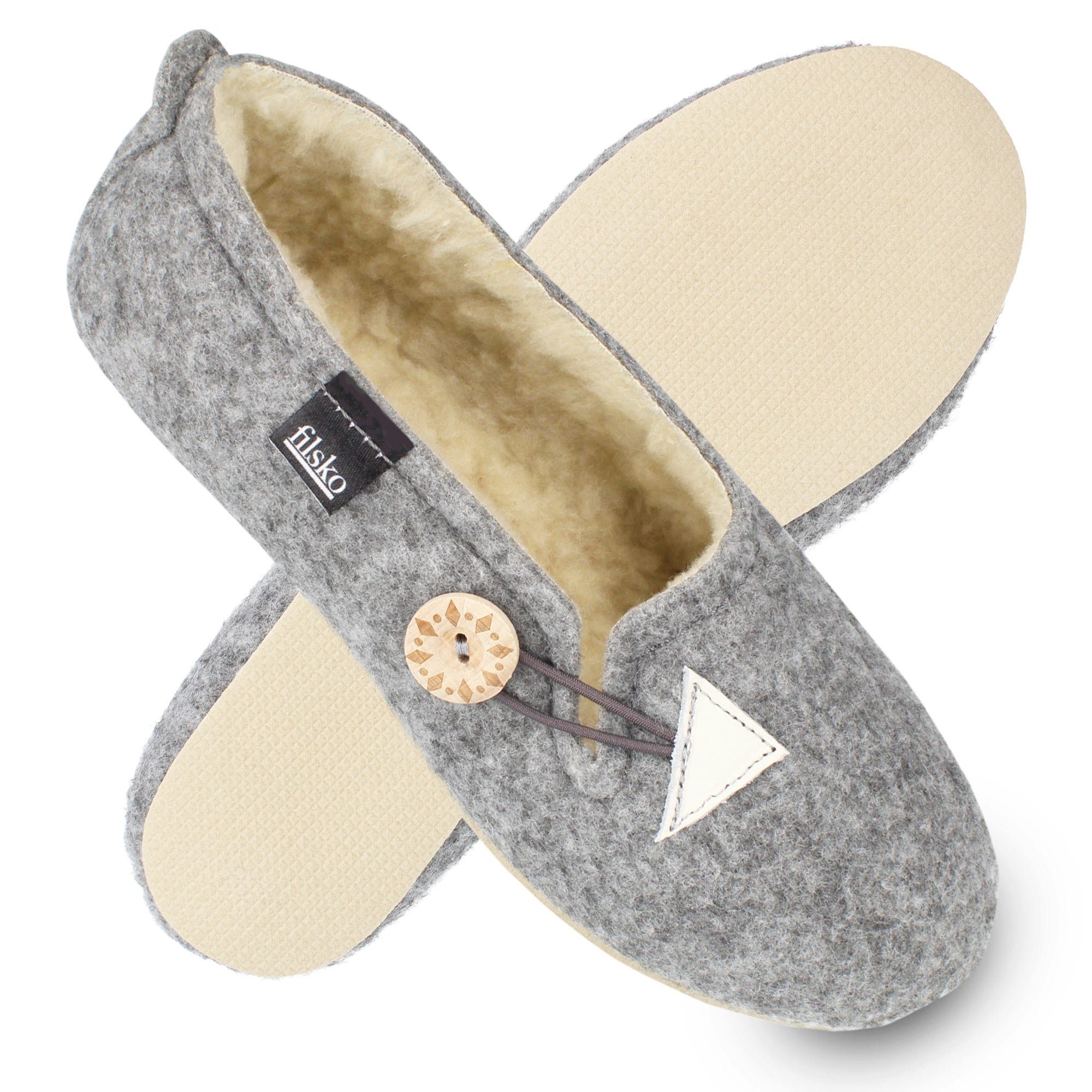 filsko Winter HausSchuhe / Pantoffeln für Damen Slipper mit Schafwolle gefüttert