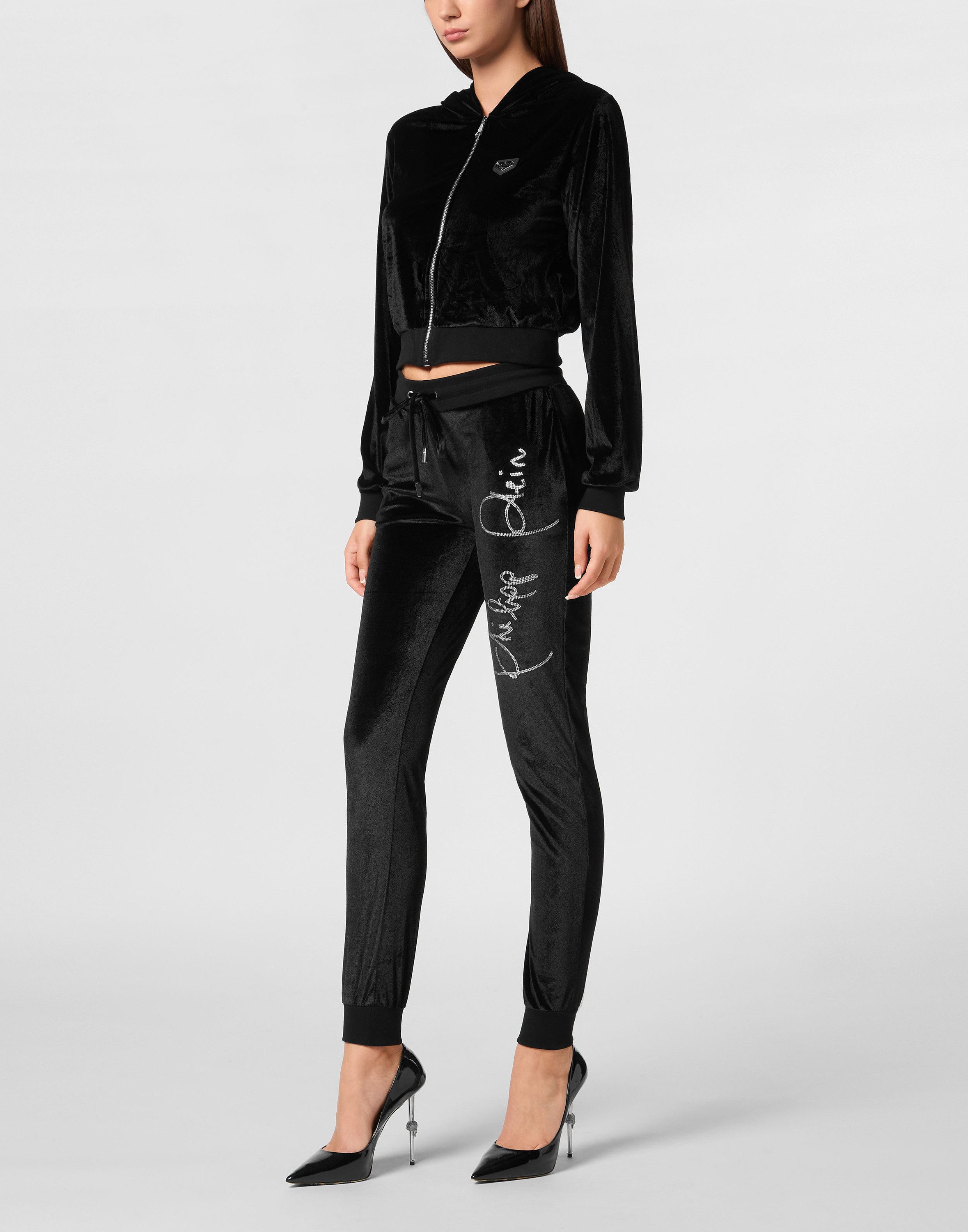 PHILIPP PLEIN Kapuzensweatjacke Signature Mit Schmucksteinen
