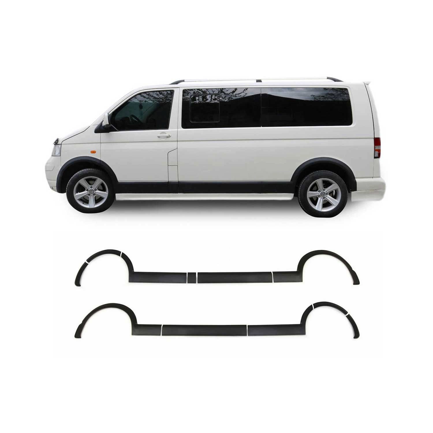 OMAC Frontstoßstange Radlaufschutz für VW T5 2003-2015 1 L1 Kurzer ABS Schwarz 11tlg, 11-St., Einfache Installation