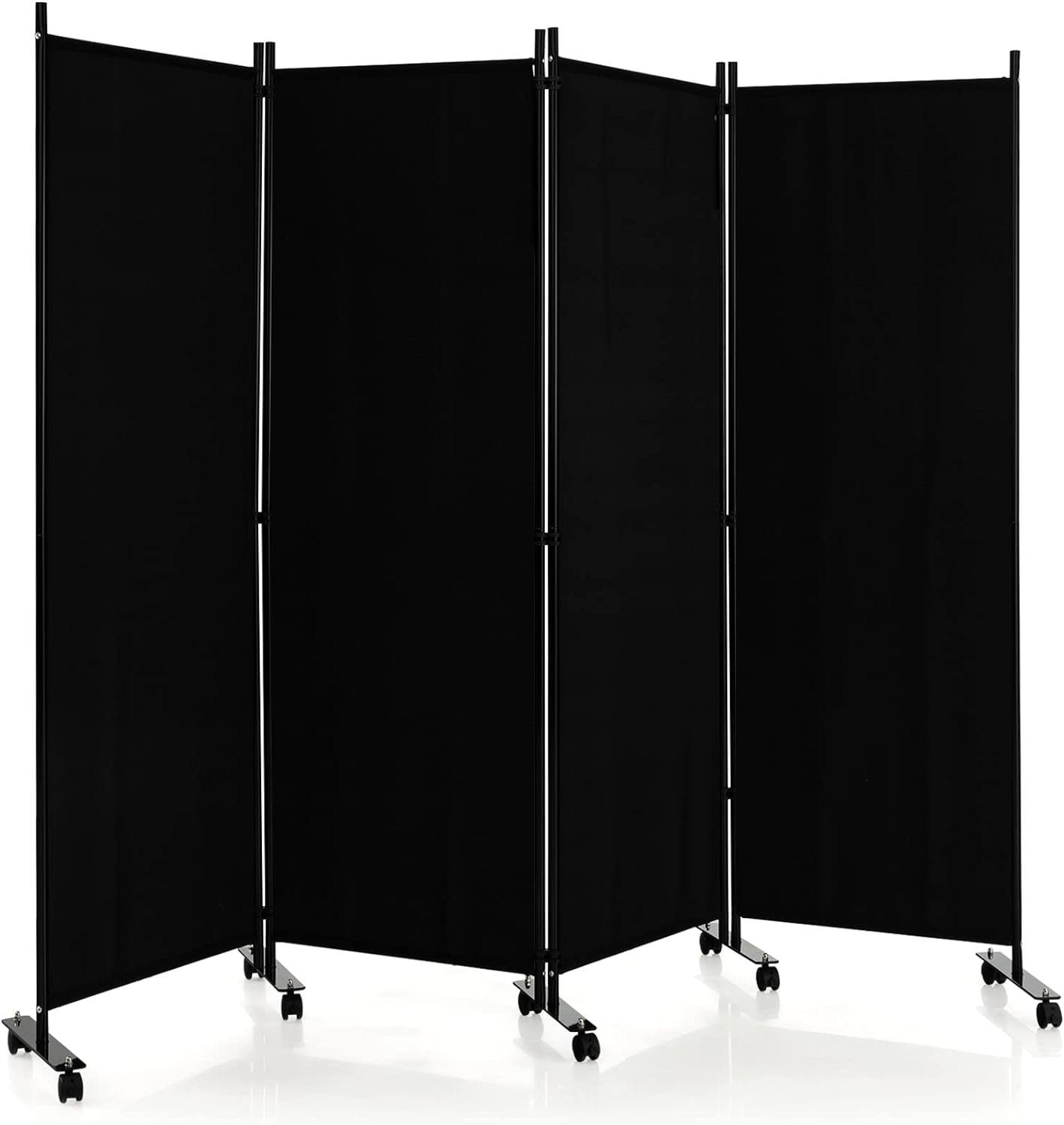 KOMFOTTEU Raumteiler Paravent Trennwand Sichtschutz, 225 x 173 cm, mit Rollen