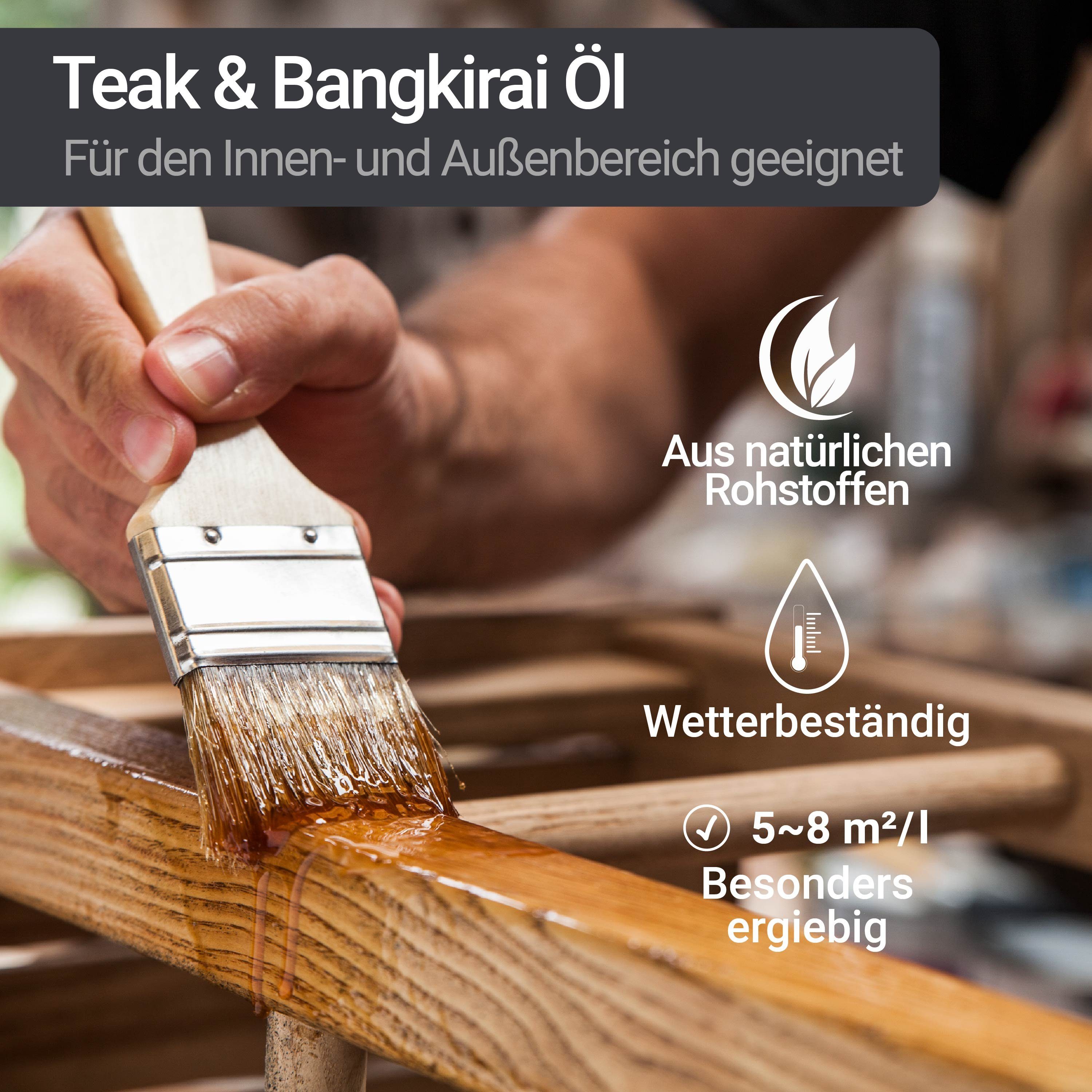 Teak Holzpflegeöl, WO-WE & Bangkirai Teakholzöl Holzöl 1-10L W205
