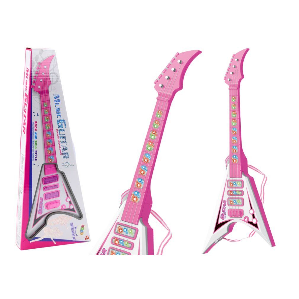 LEAN TOYS Spielzeug-Musikinstrument E-Gitarre für Kinder Lichter Melodien Rosa