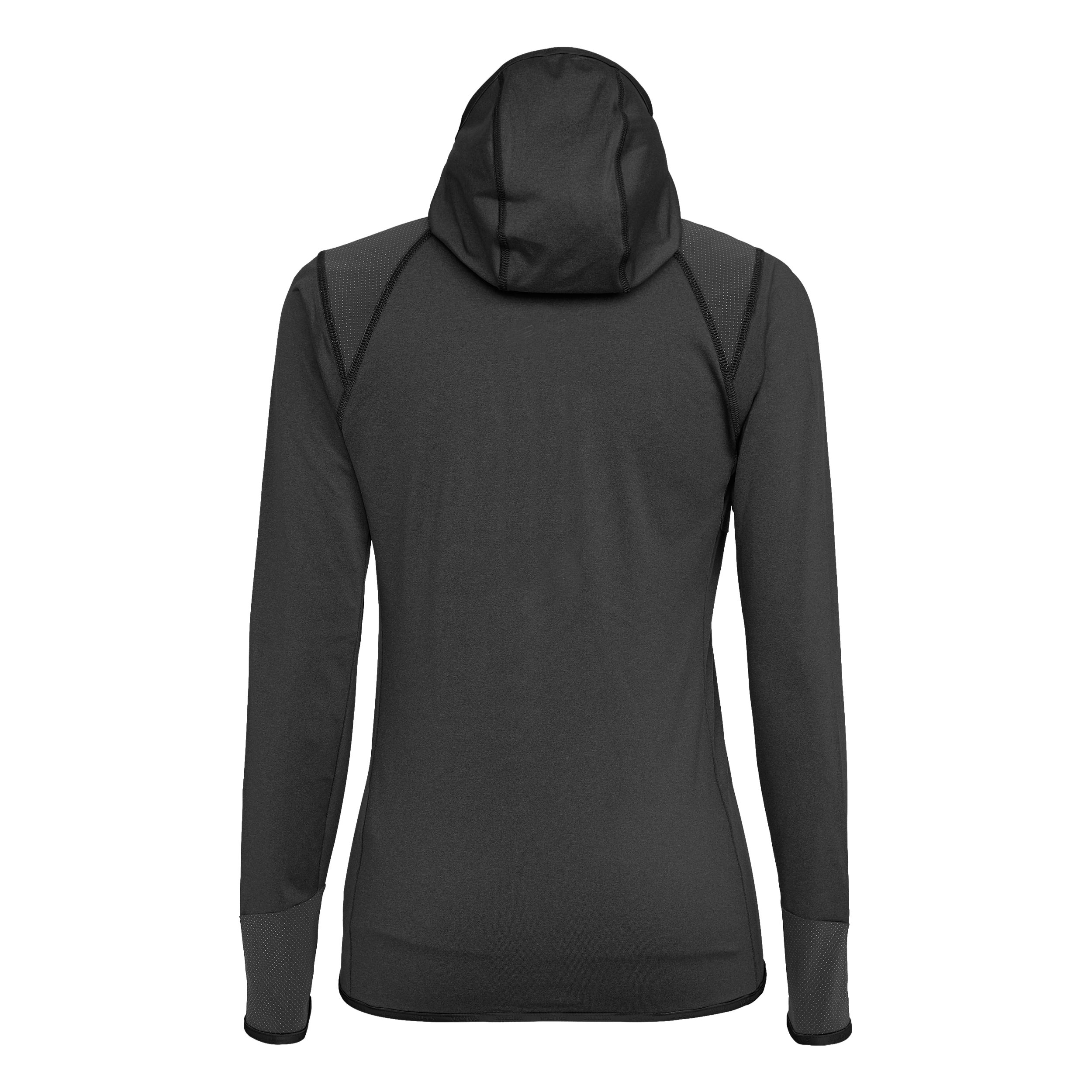 Salewa T-Shirt AGNER HYBRID PL/DST W FZ HDY BLACK OUT MELANGE