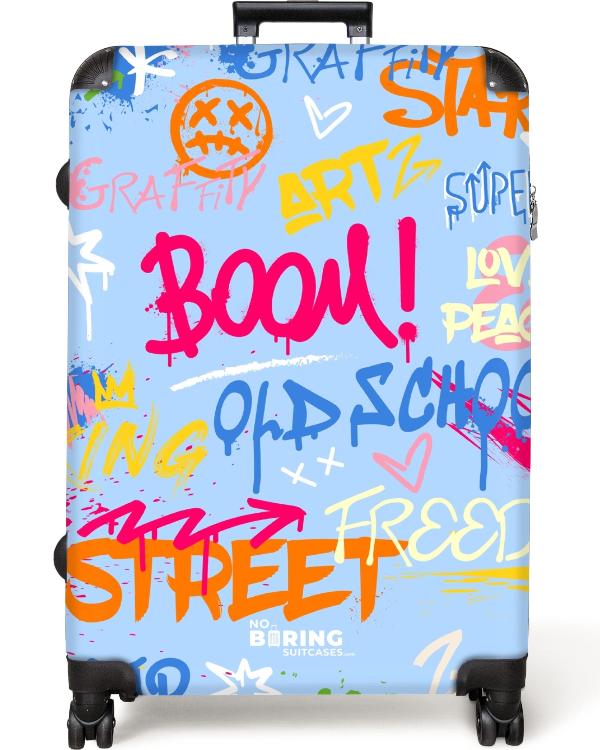 NoBoringSuitcases.com© Hartschalen-Trolley Bunter Graffitidruck mit Text günstig online kaufen