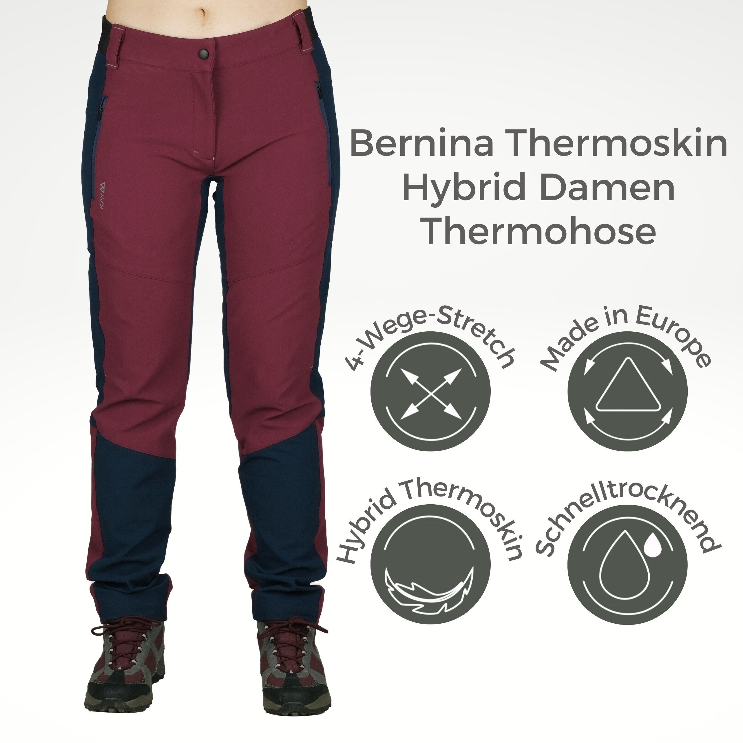 Outdoor Kaymountain 38 Wander Bernina Winter Rubin Hose Thermoskin Trekkinghose Hybrid Damen