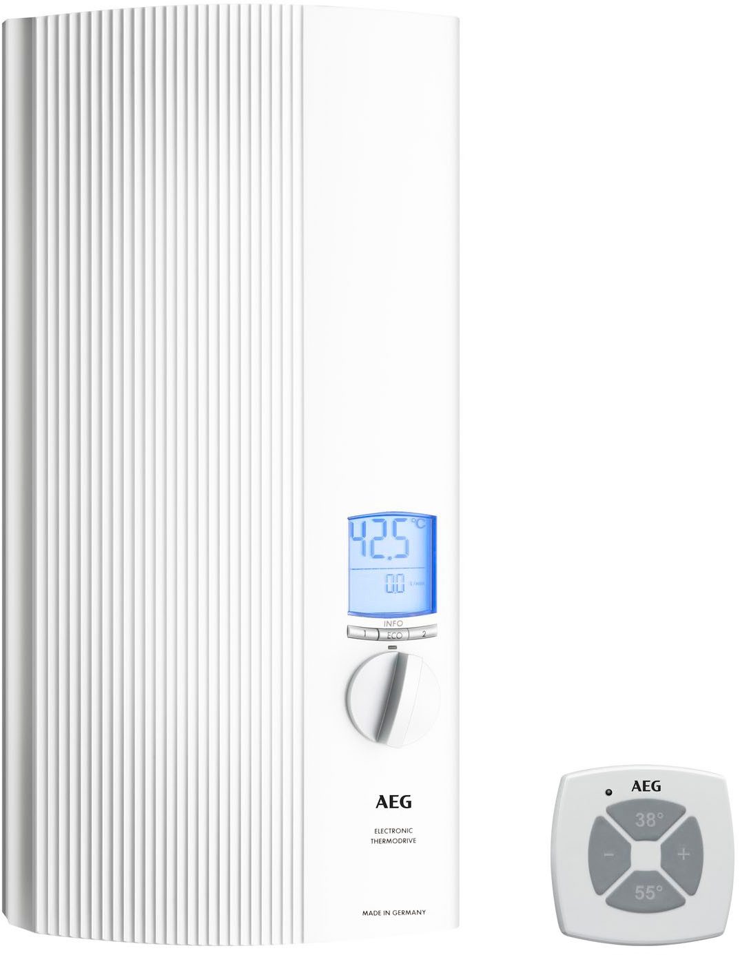 AEG Haustechnik Komfort-Durchlauferhitzer DDLE, elektronisch, min. 35 °C, 18/21/24 kW umschaltbar, vollelektronisch, ECO-Funktion, Regendusche