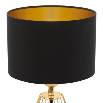 EGLO LED Tischleuchte Carlton 2, Leuchtmittel exklusive, Vintage Tischleuchte, Nachttischlampe, Gold, schwarz, Fassung: E14