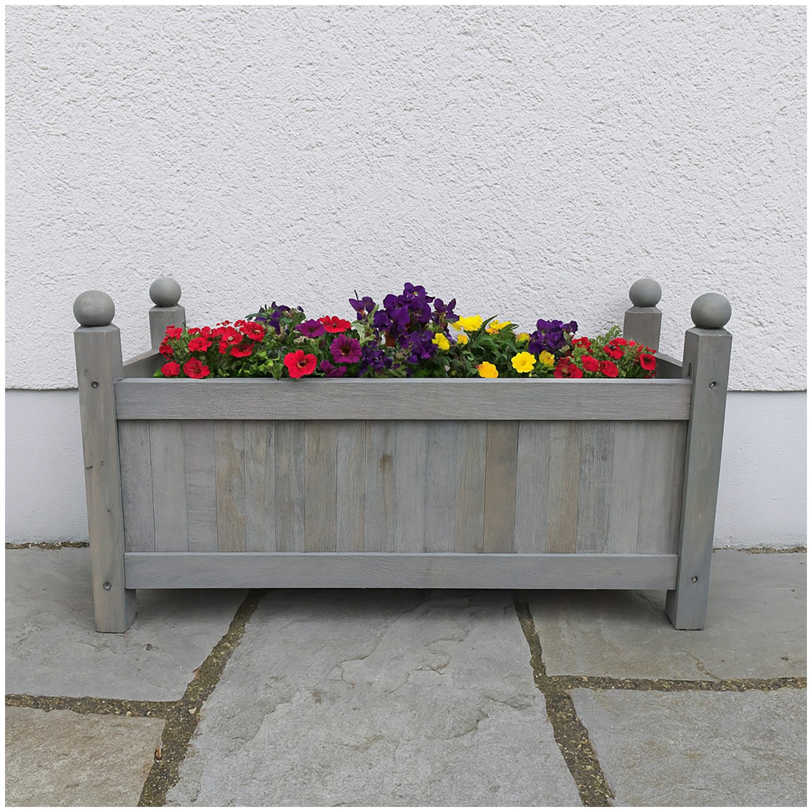HTI-Living Pflanzkübel Holz-Pflanzkasten in Grau (Stück, 1 St., 1 Blumenkasten ohne Dekoration), Blumenkasten