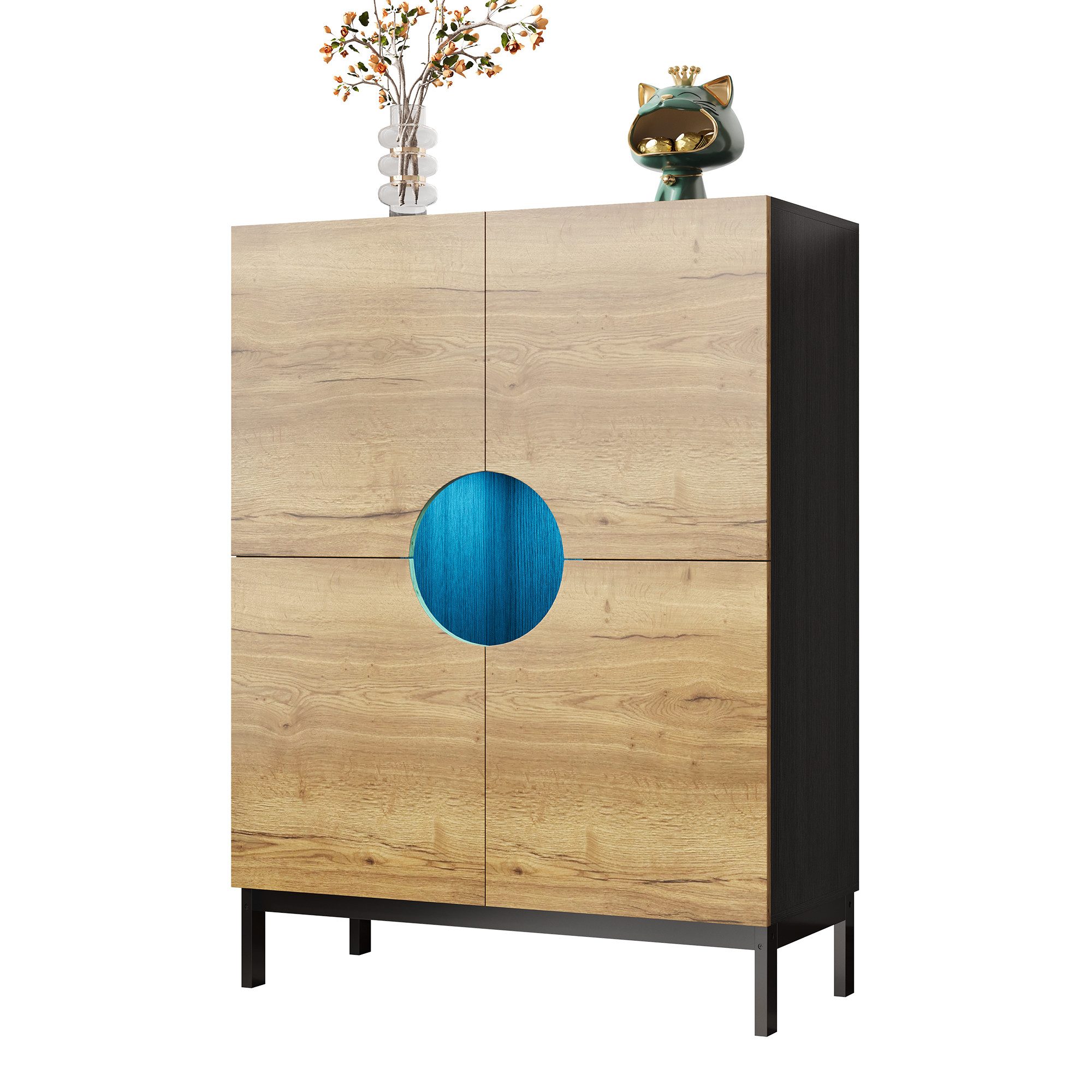 Furnishings Home Schuhschrank 2in1Vitrine Schuhschrank,90x40x120cm, Massivholzbeine,großer Stauraum (1-St) ideal für Dekorationsartikel Bücher oder kleine Gegenstände