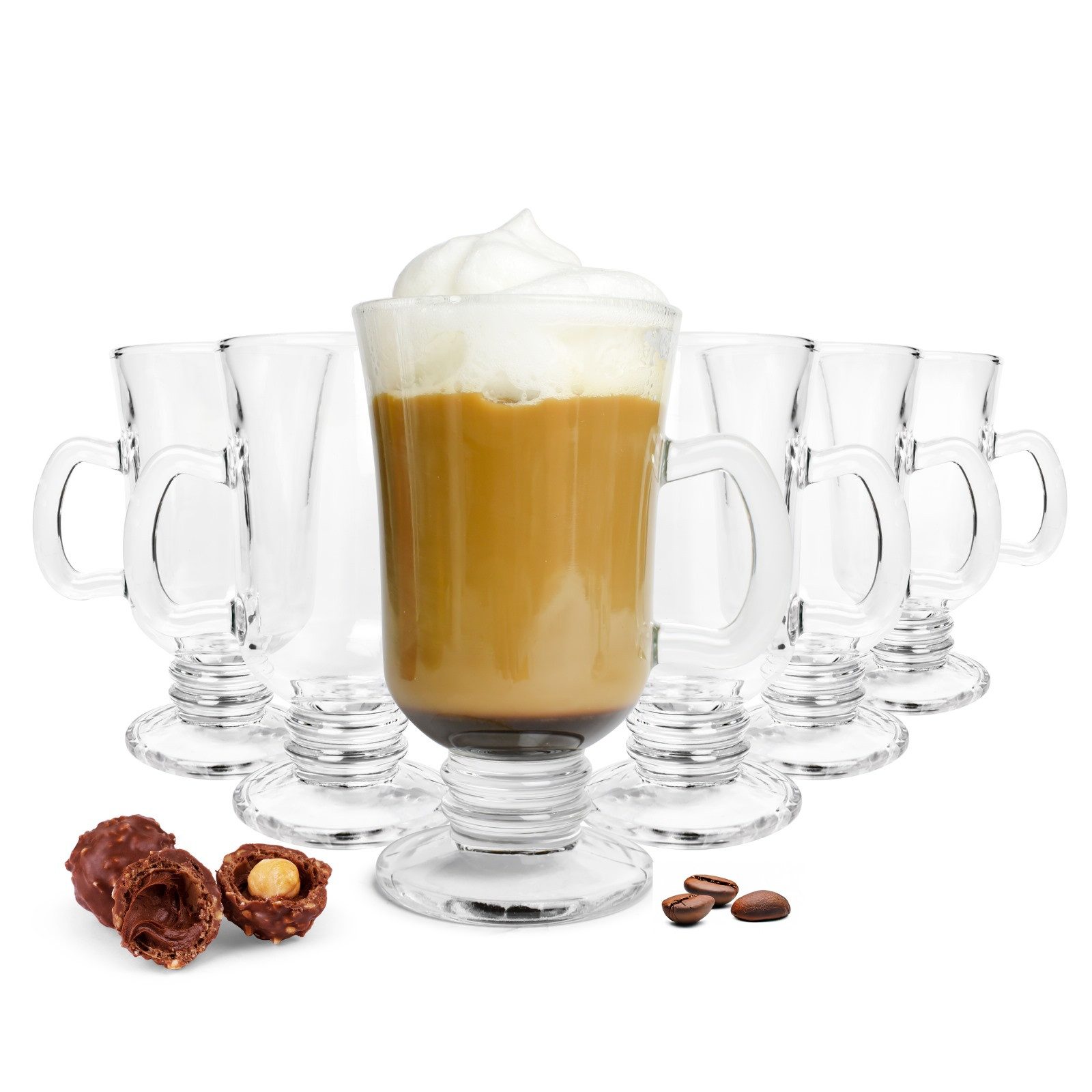 Sendez Latte-Macchiato-Glas 6 Irish Coffee Gläser mit Henkel Kaffeegläser, 6-tlg., Glas