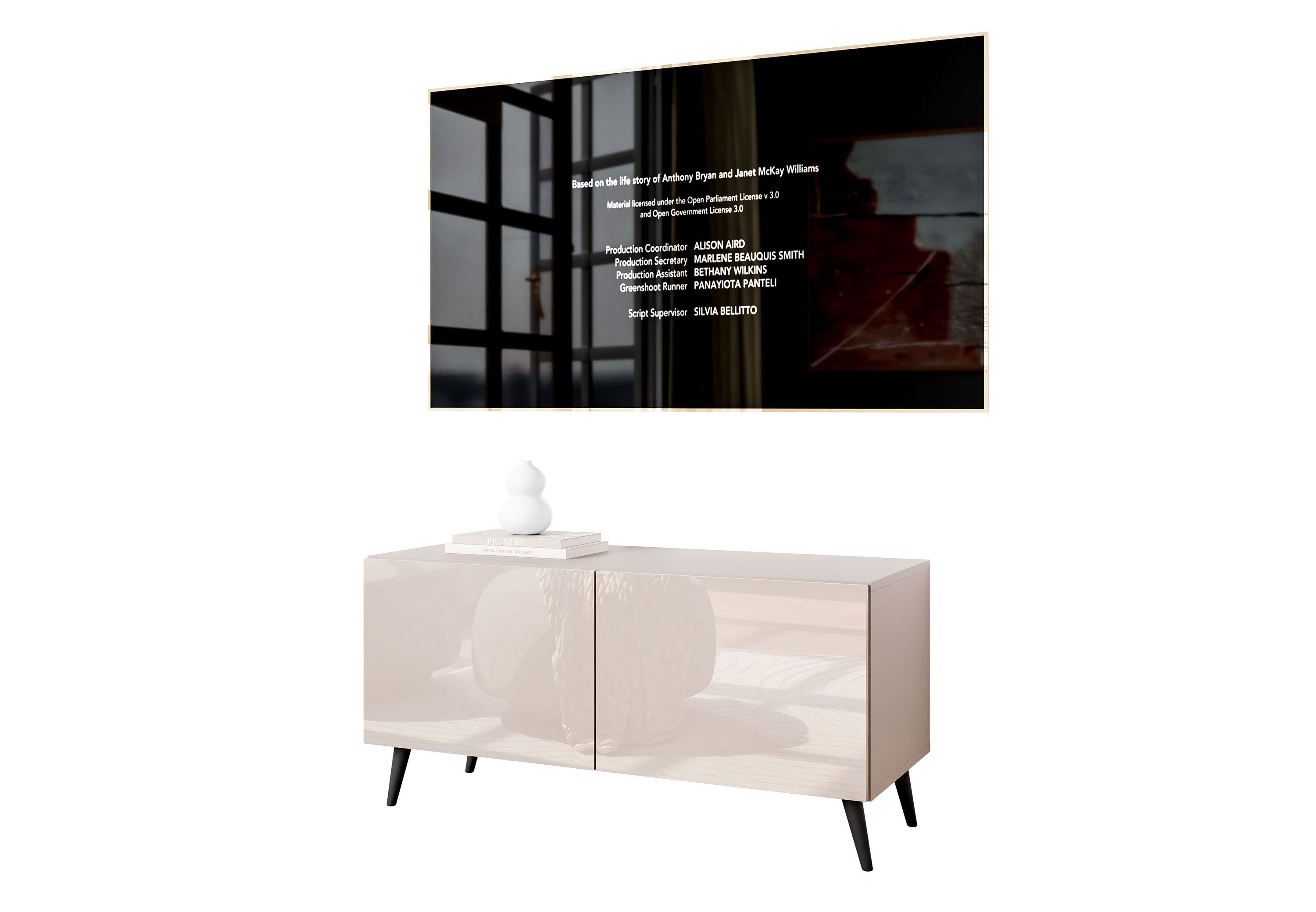 Lookway TV-Schrank COLGANTE 100 Kaschmir Hochglanz mit Metallbeinen günstig online kaufen