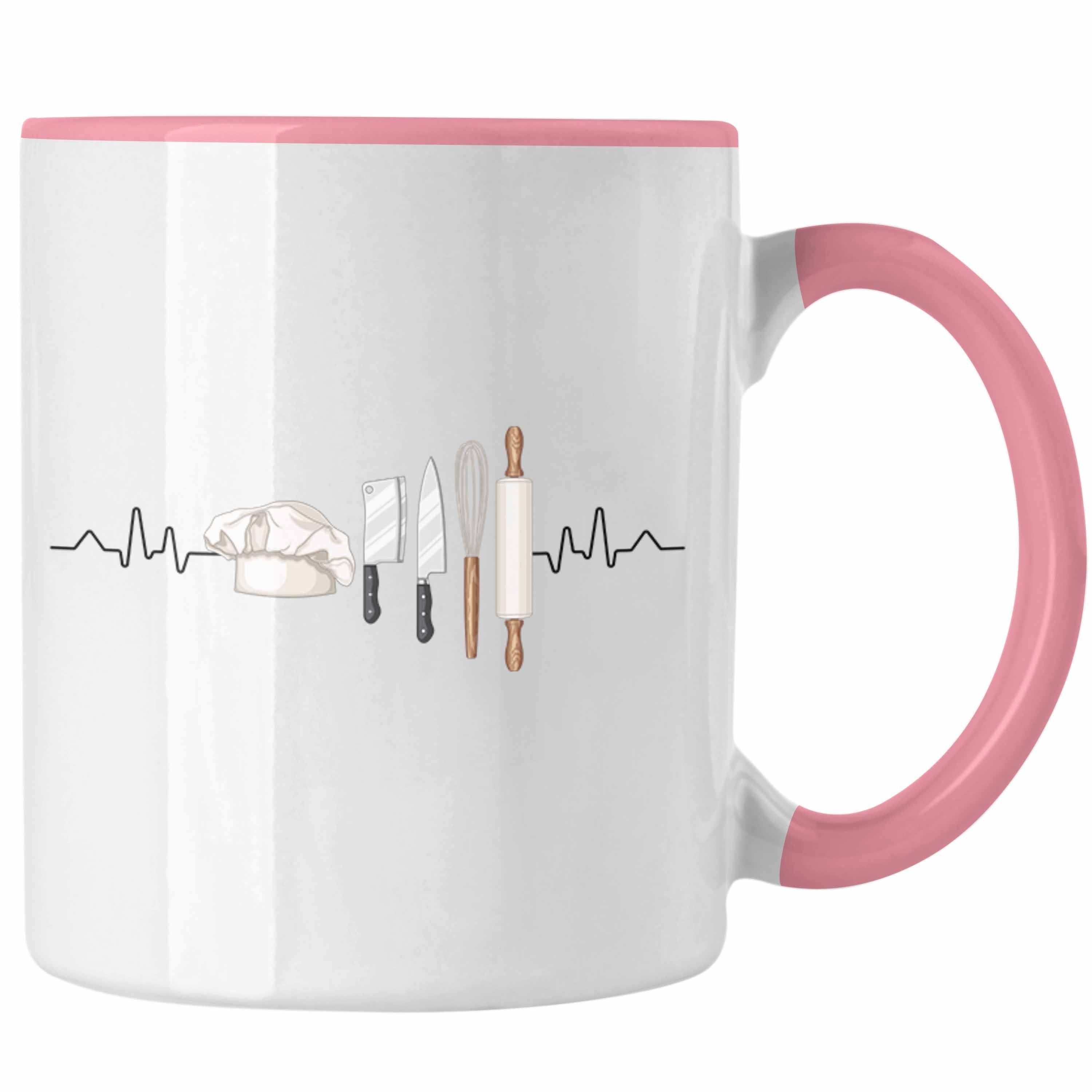 Trendation Tasse Trendation - Sternekoch Tasse Geschenk für besten Koch der Welt Spruch Herzschlag Rosa