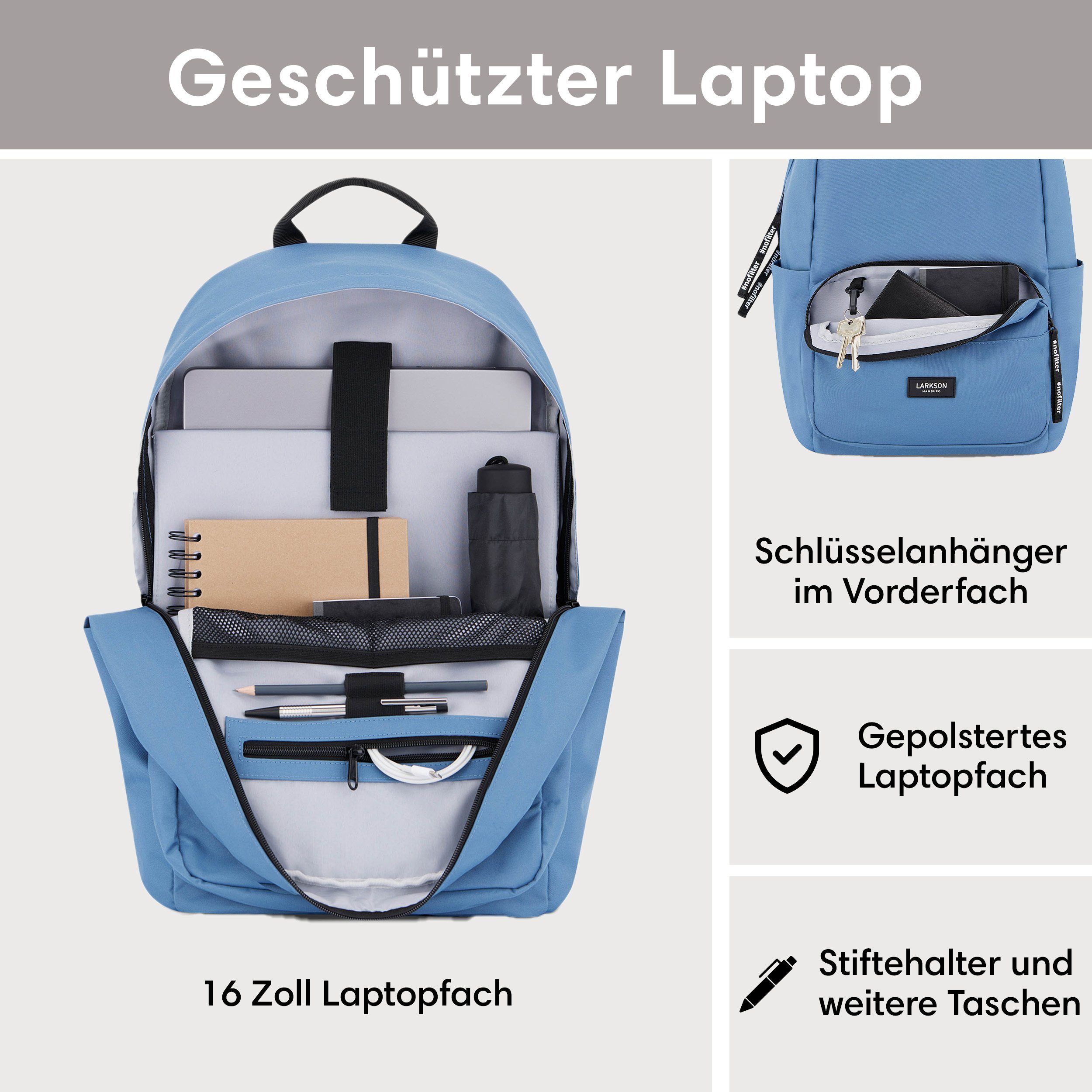 LARKSON Schulrucksack No 3 Rucksack Schule Mädchen Jungen Teenager (1-tlg), Seitentasche, Laptopfach, Wasserabweisend – Bild 3 von 5