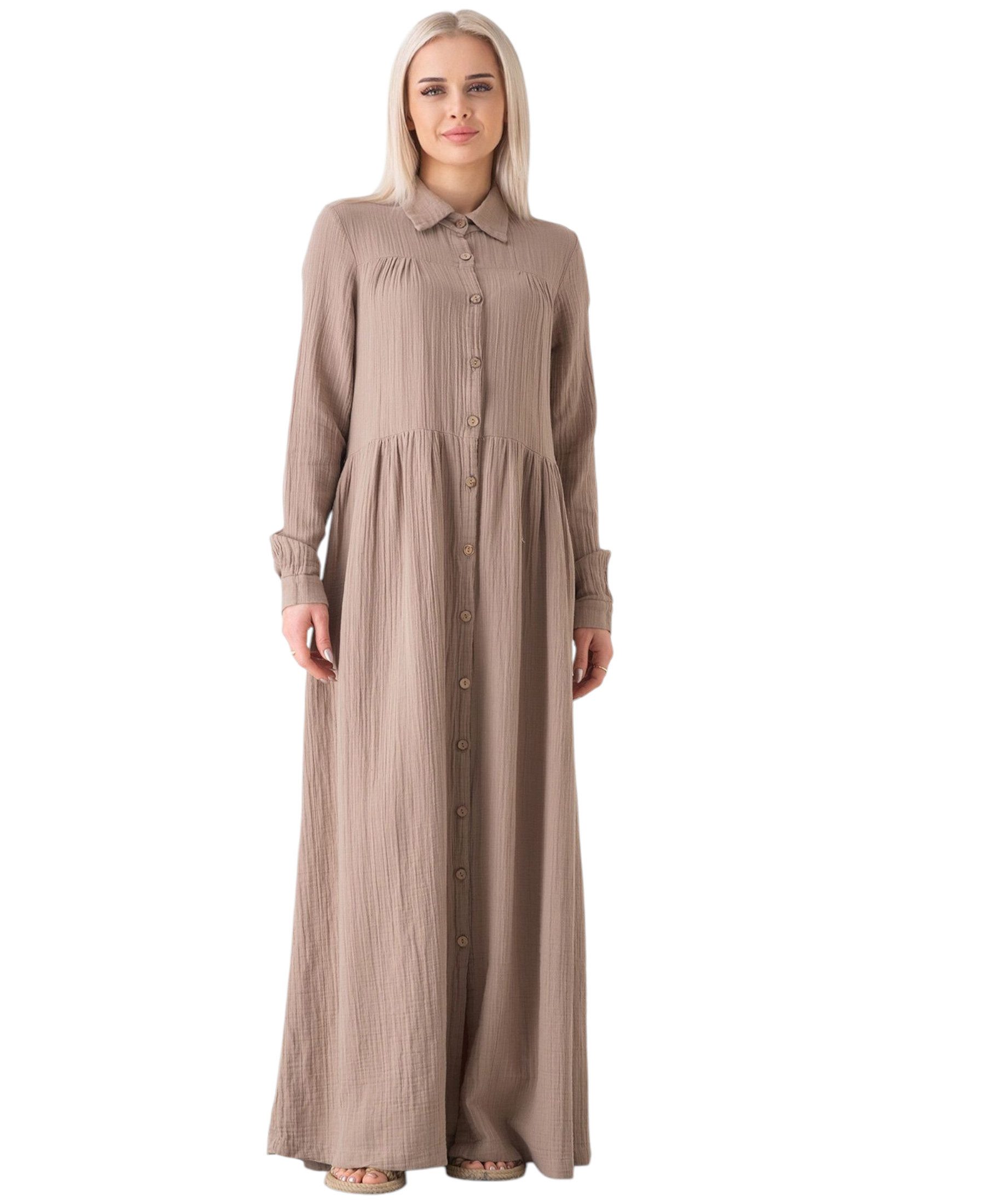 WENOR Sommerkleid Musselin Maxikleid 100% Baumwolle, mit Knopfleiste, 145 c günstig online kaufen