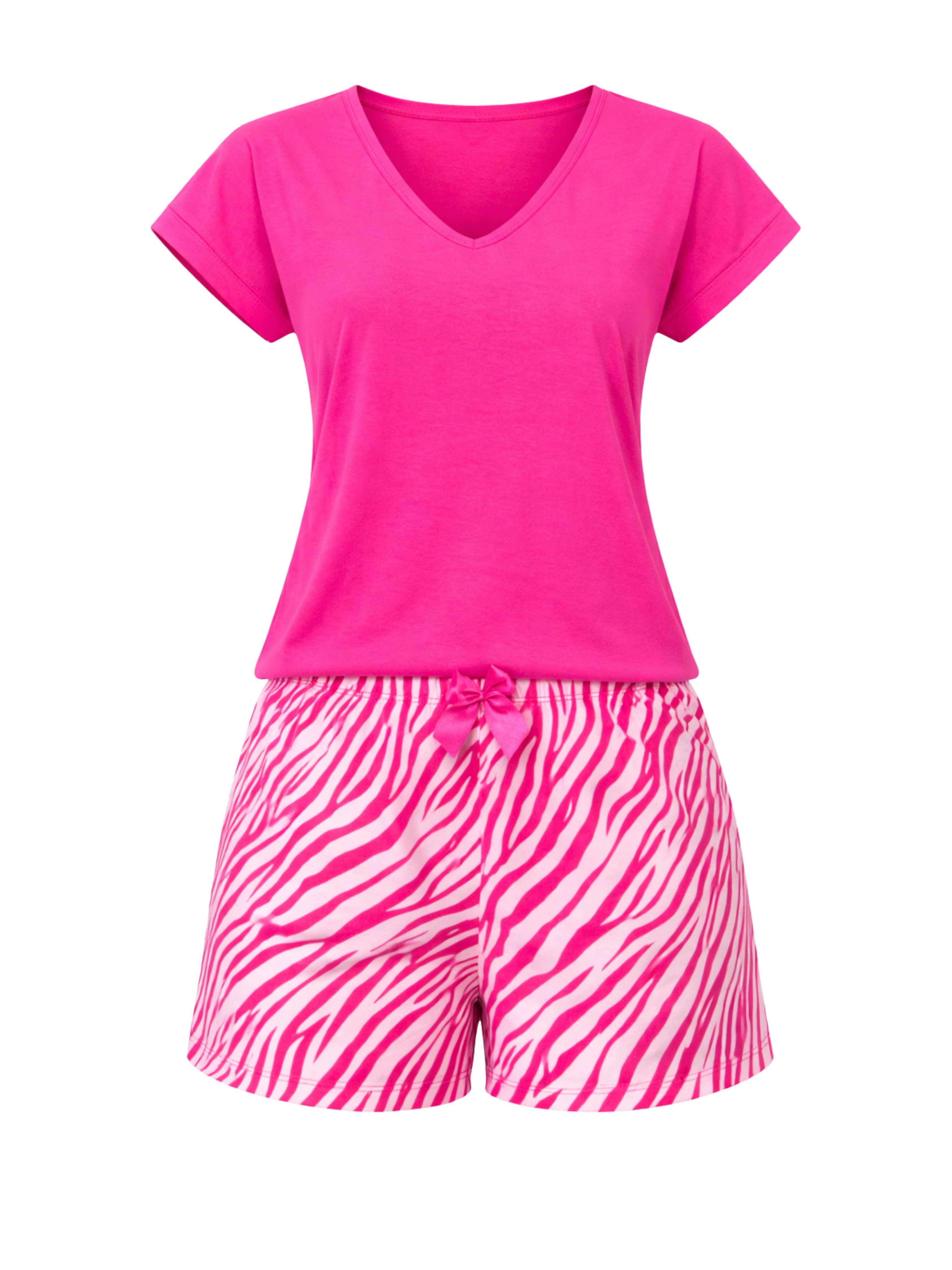 Donna Shorty Schlafanzug-Set kurz (2 tlg) T-Shirt in leuchtendem Fuchsia & günstig online kaufen