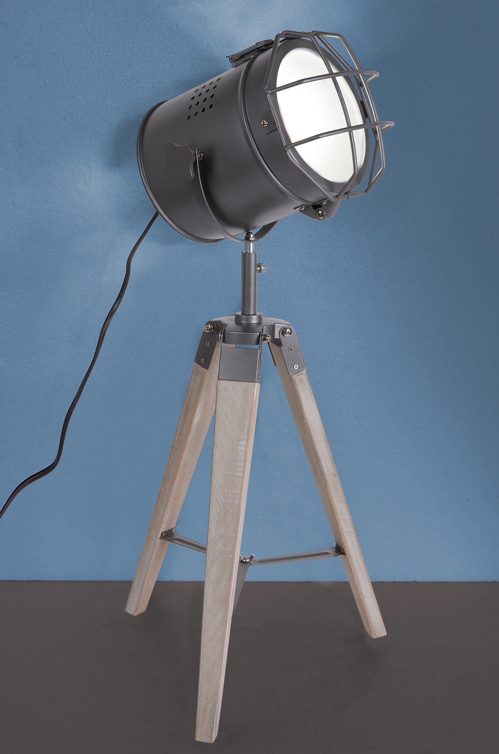 BRUBAKER Stehlampe »Industrial Design Scheinwerfer Lampe«, Ohne  Leuchtmittel, mit grauer Gitterabdeckung
